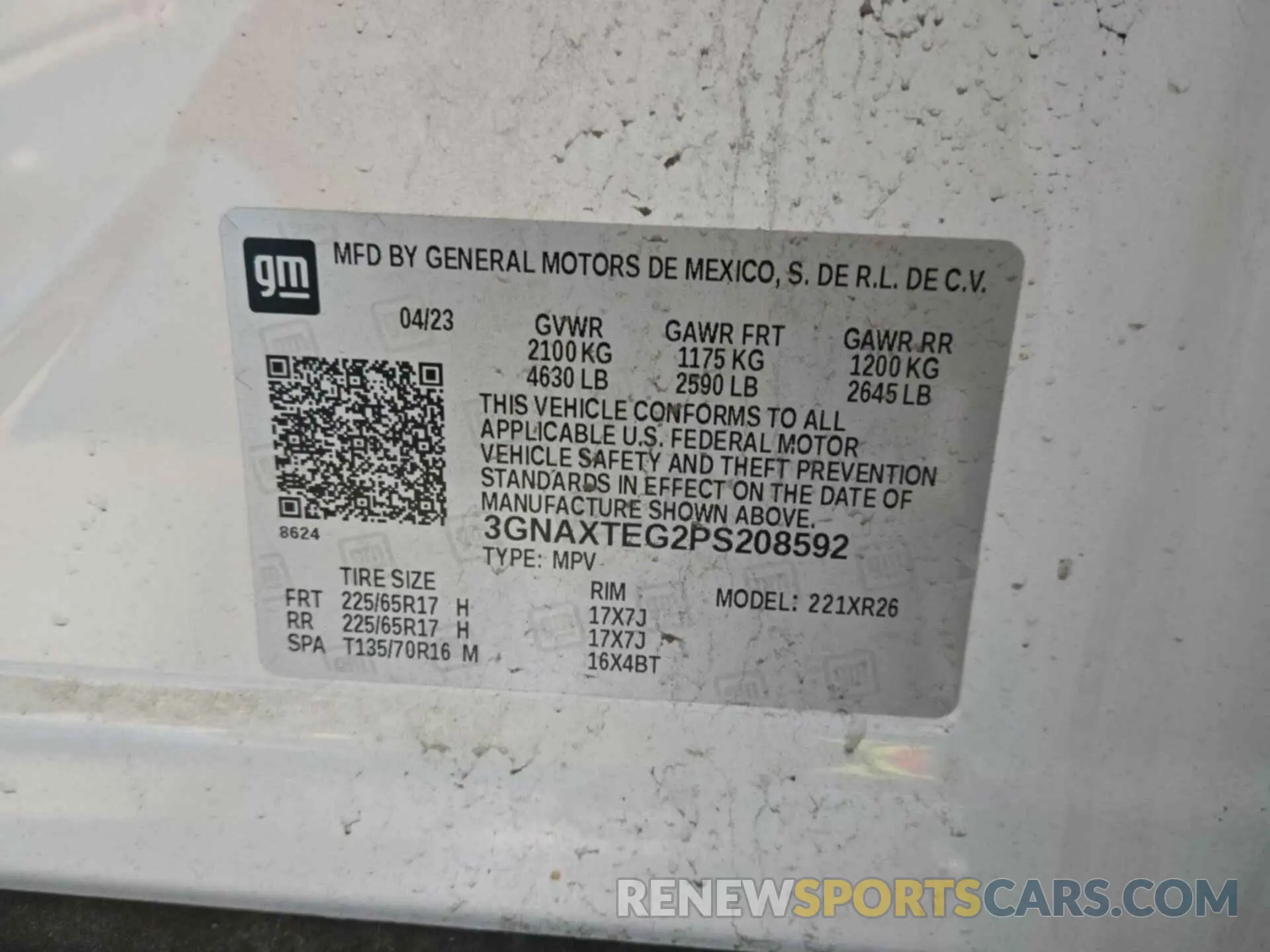 16 Photograph of a damaged car 3GNAXTEG2PS208592 CHEVROLET EQUINOX 2023