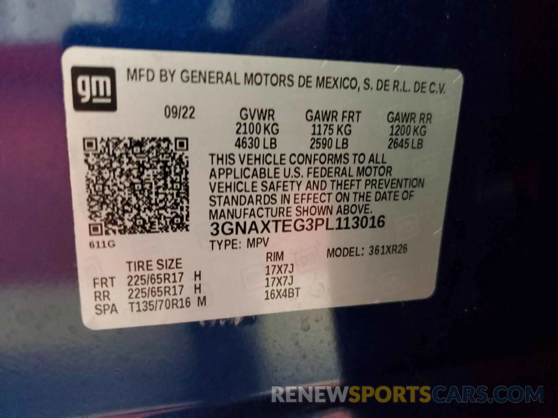17 Photograph of a damaged car 3GNAXTEG3PL113016 CHEVROLET EQUINOX 2023