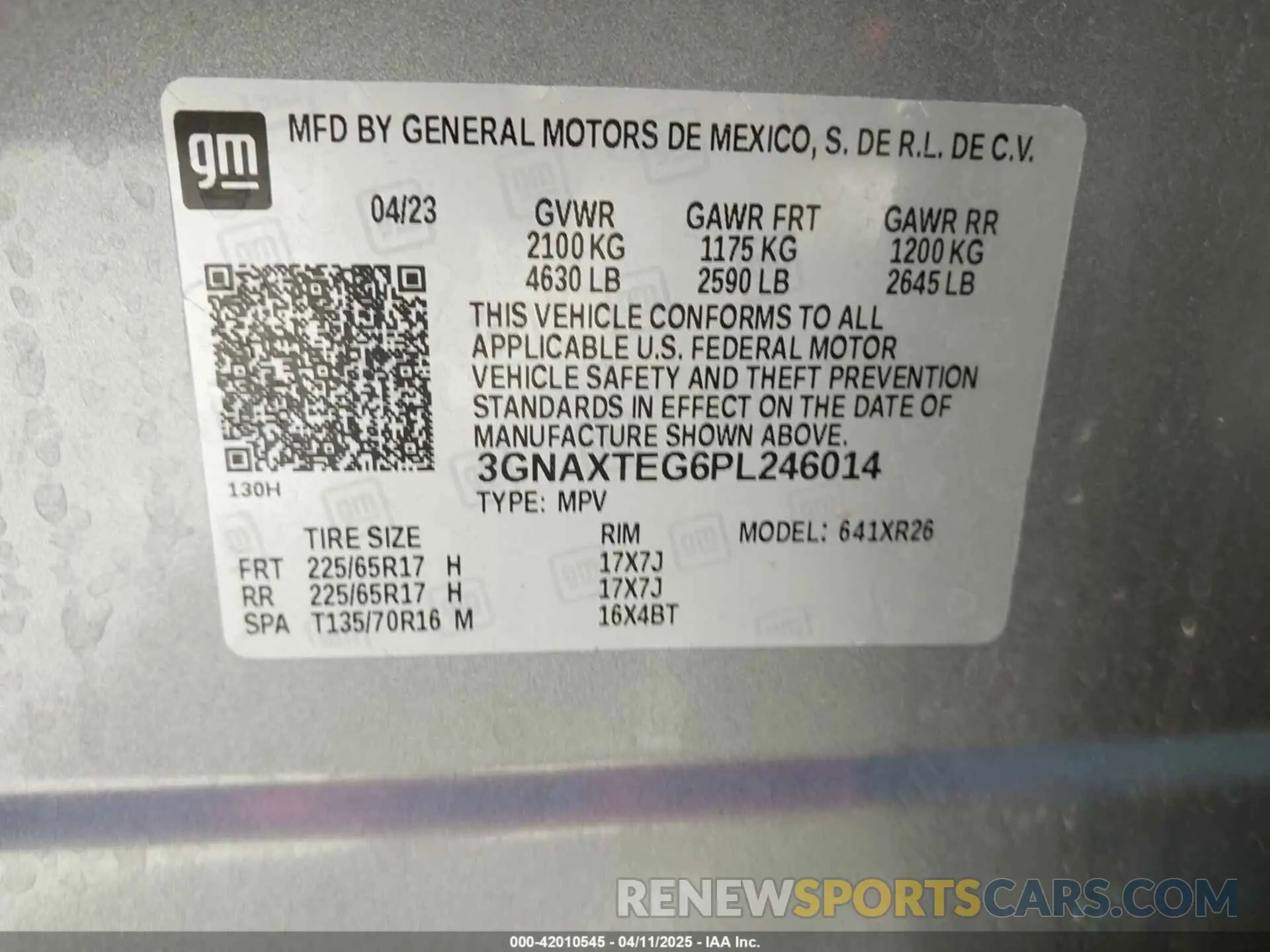 9 Photograph of a damaged car 3GNAXTEG6PL246014 CHEVROLET EQUINOX 2023