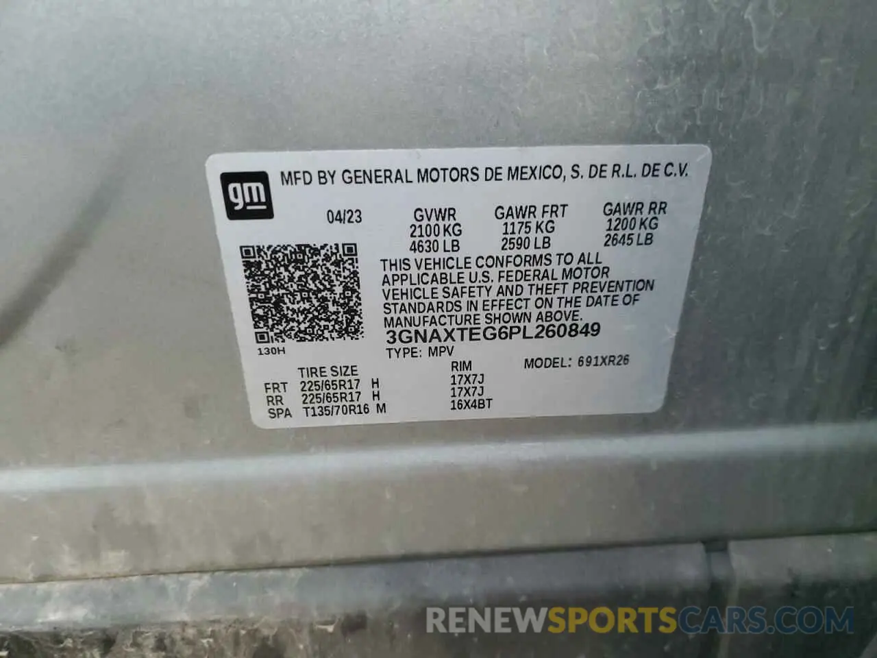 13 Photograph of a damaged car 3GNAXTEG6PL260849 CHEVROLET EQUINOX 2023