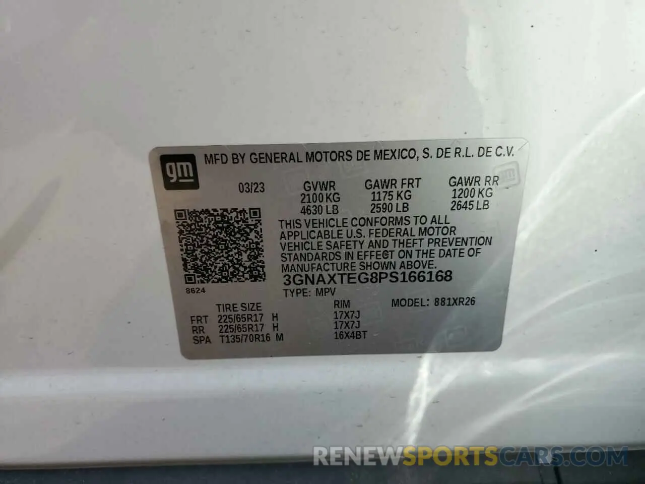 13 Photograph of a damaged car 3GNAXTEG8PS166168 CHEVROLET EQUINOX 2023