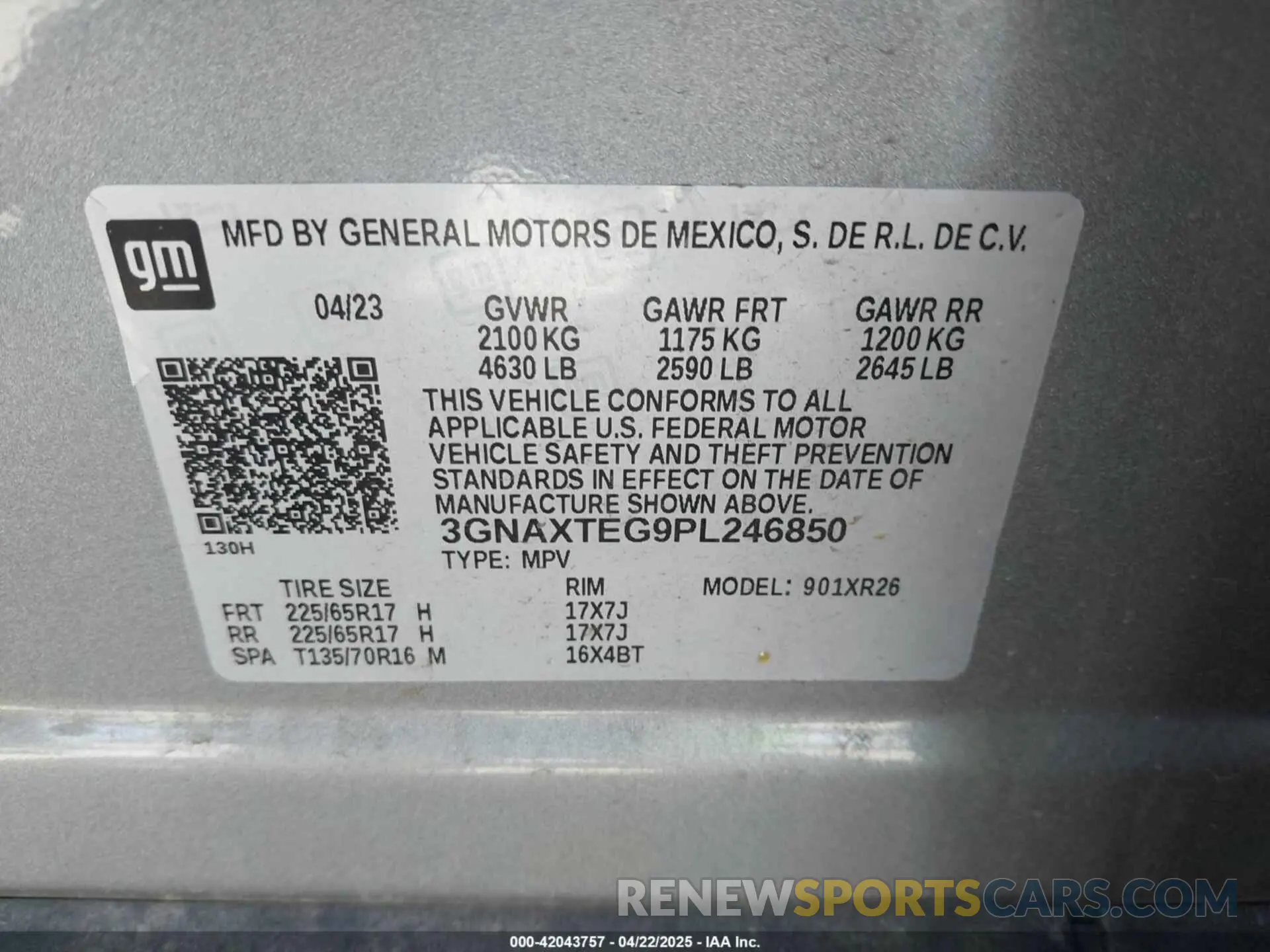 9 Photograph of a damaged car 3GNAXTEG9PL246850 CHEVROLET EQUINOX 2023