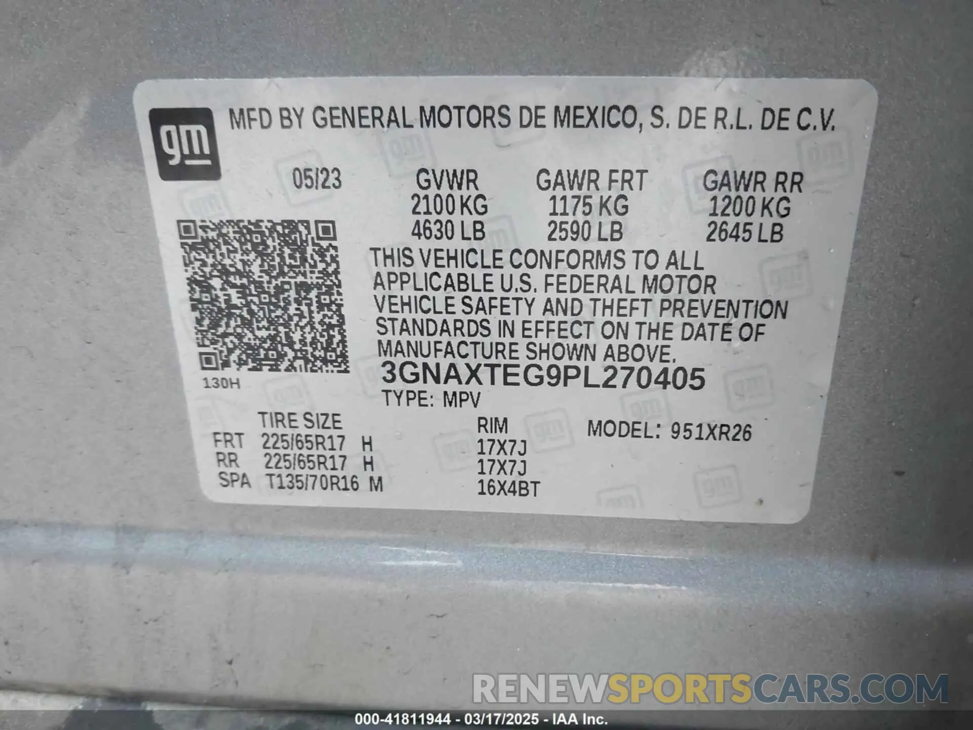 9 Photograph of a damaged car 3GNAXTEG9PL270405 CHEVROLET EQUINOX 2023