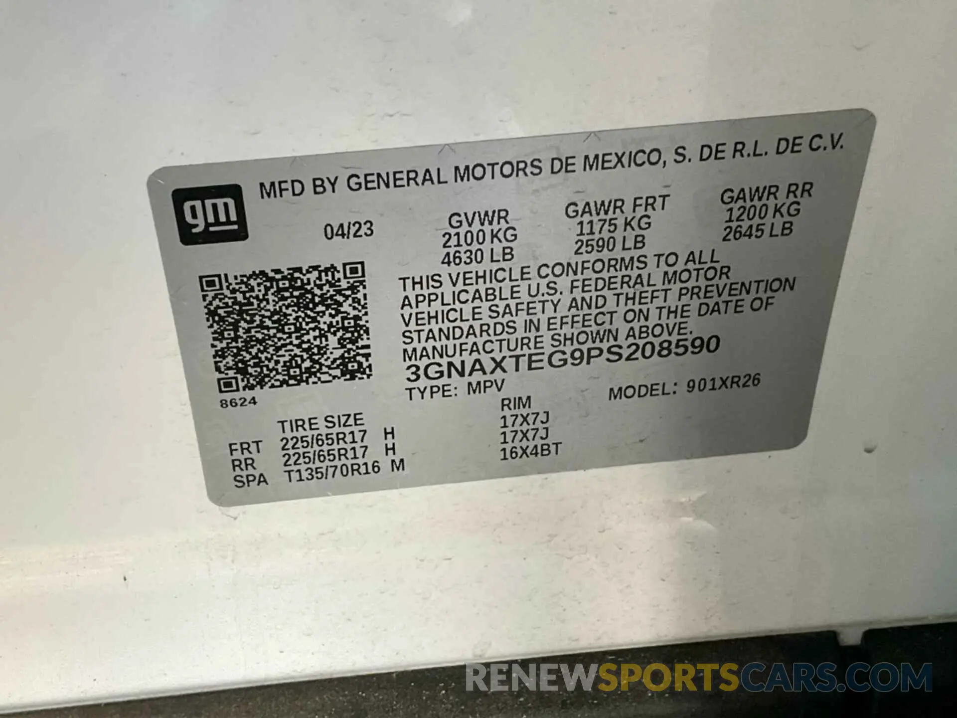 17 Photograph of a damaged car 3GNAXTEG9PS208590 CHEVROLET EQUINOX 2023