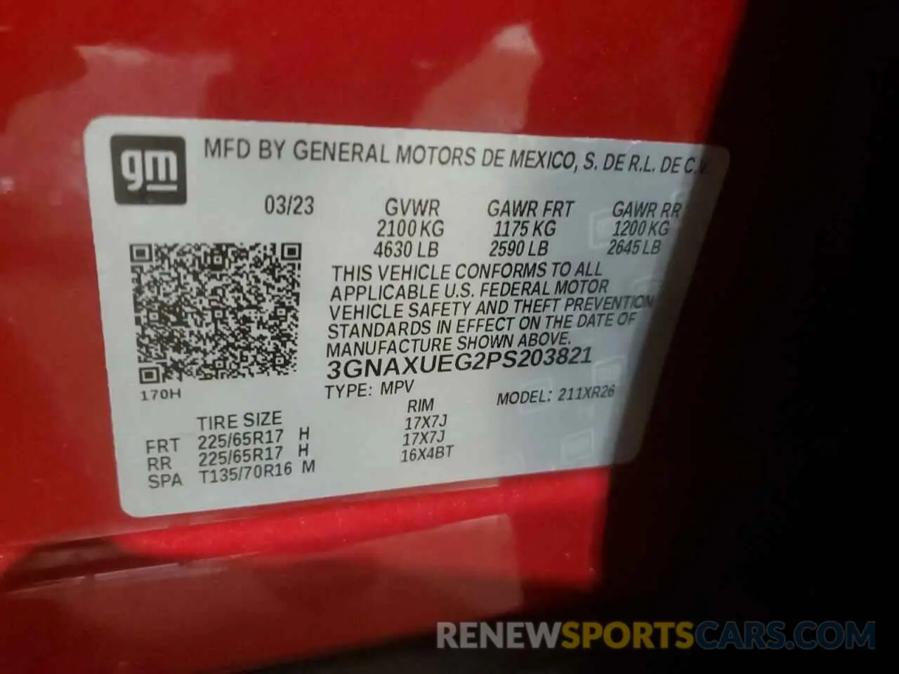 13 Photograph of a damaged car 3GNAXUEG2PS203821 CHEVROLET EQUINOX 2023