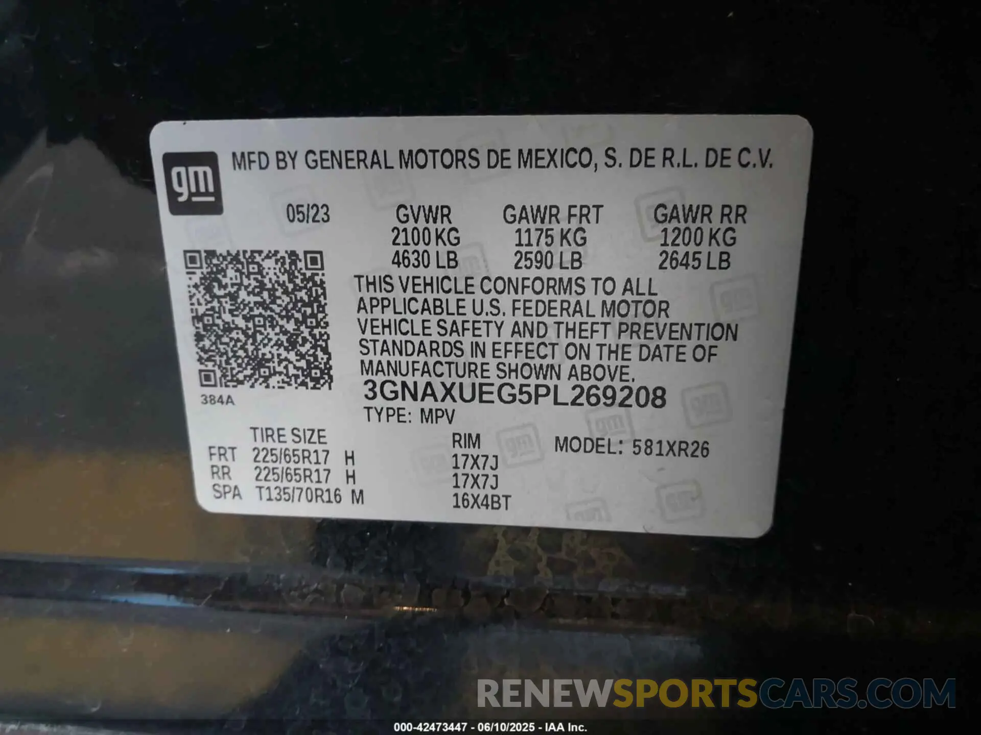 9 Photograph of a damaged car 3GNAXUEG5PL269208 CHEVROLET EQUINOX 2023