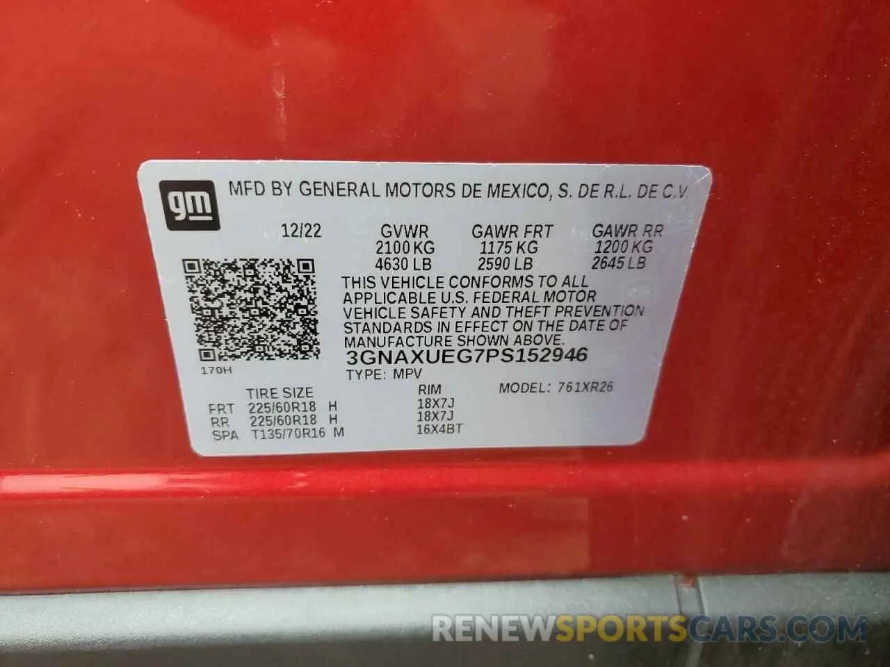 12 Photograph of a damaged car 3GNAXUEG7PS152946 CHEVROLET EQUINOX 2023