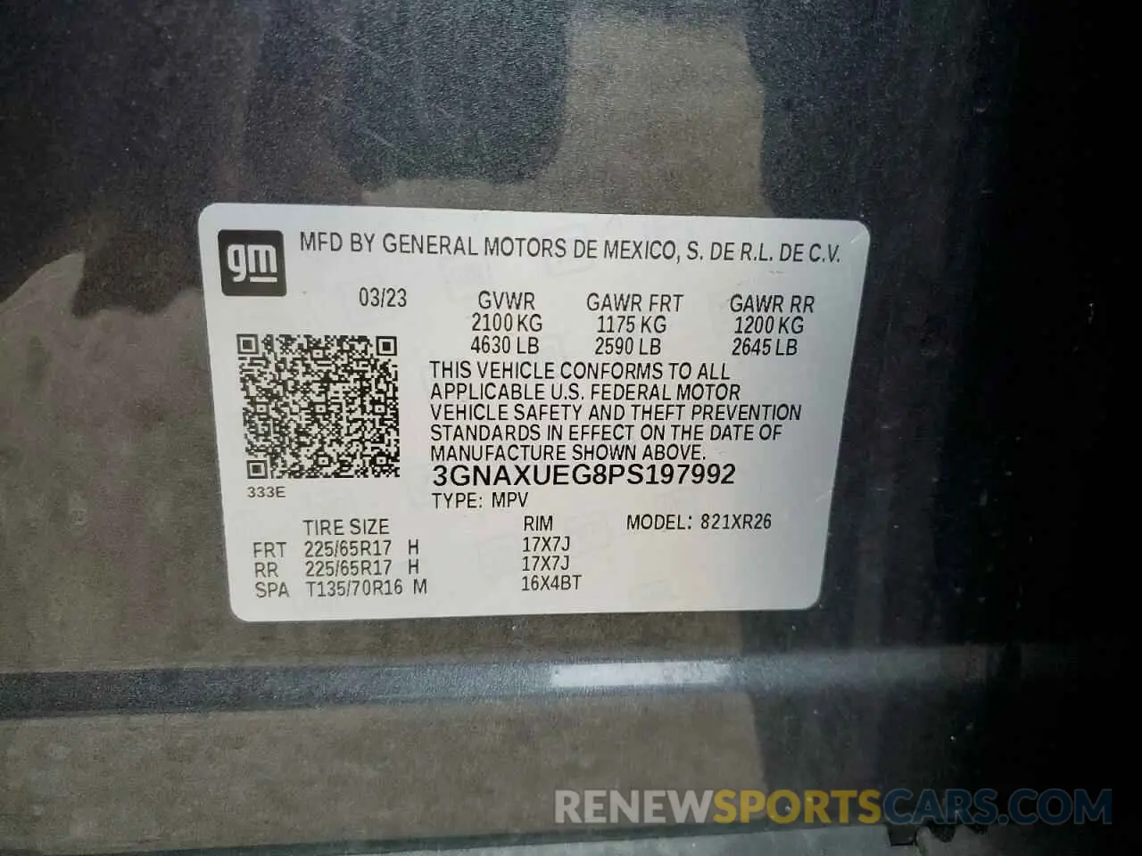 13 Photograph of a damaged car 3GNAXUEG8PS197992 CHEVROLET EQUINOX 2023