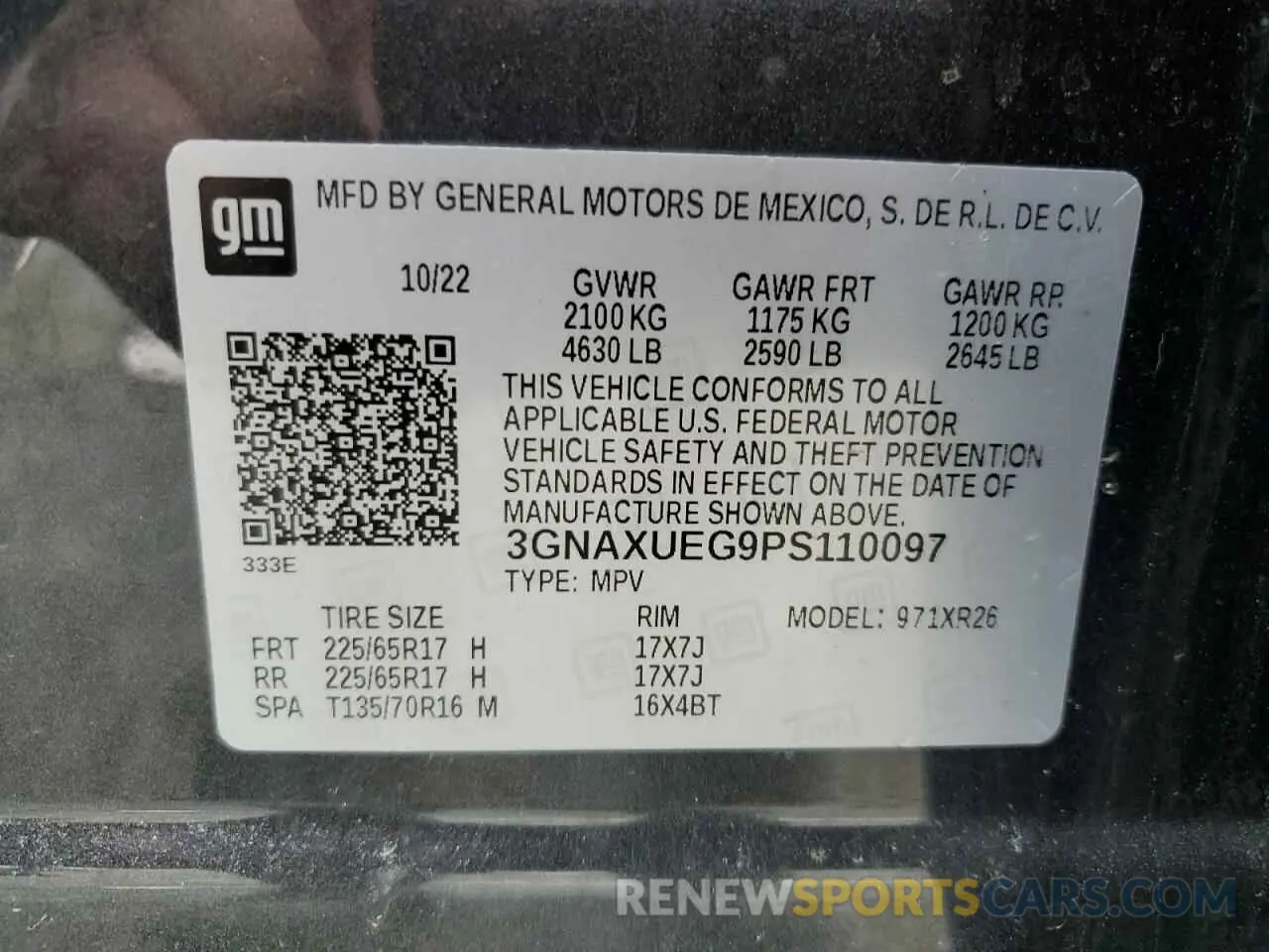 13 Photograph of a damaged car 3GNAXUEG9PS110097 CHEVROLET EQUINOX 2023
