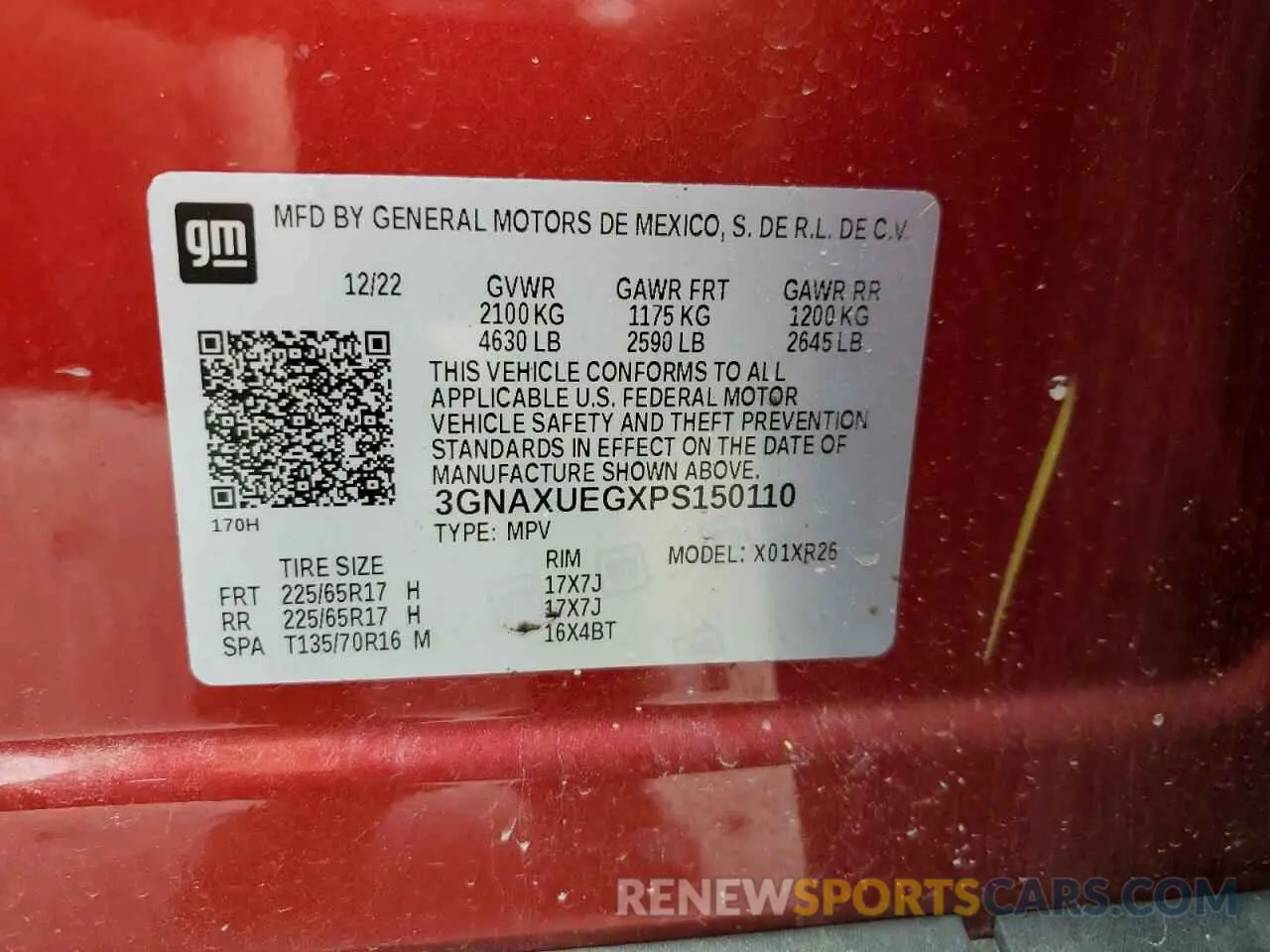 13 Photograph of a damaged car 3GNAXUEGXPS150110 CHEVROLET EQUINOX 2023
