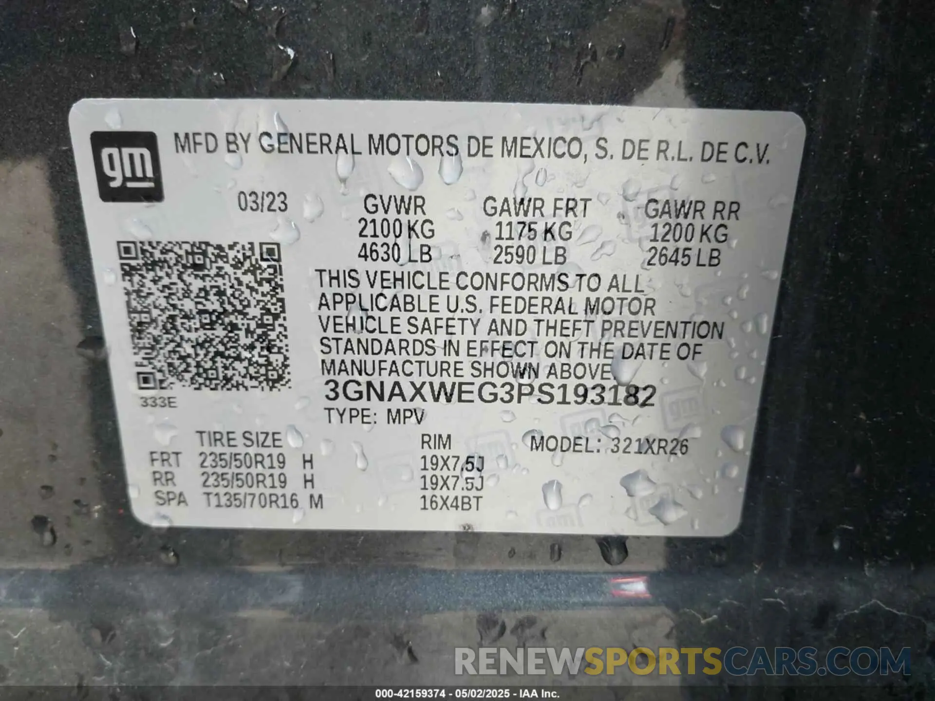 9 Photograph of a damaged car 3GNAXWEG3PS193182 CHEVROLET EQUINOX 2023