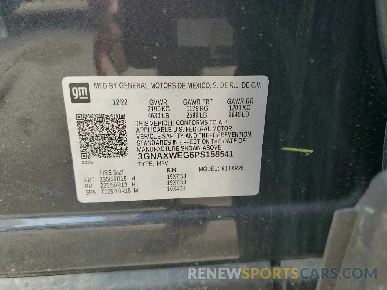 13 Photograph of a damaged car 3GNAXWEG6PS158541 CHEVROLET EQUINOX 2023