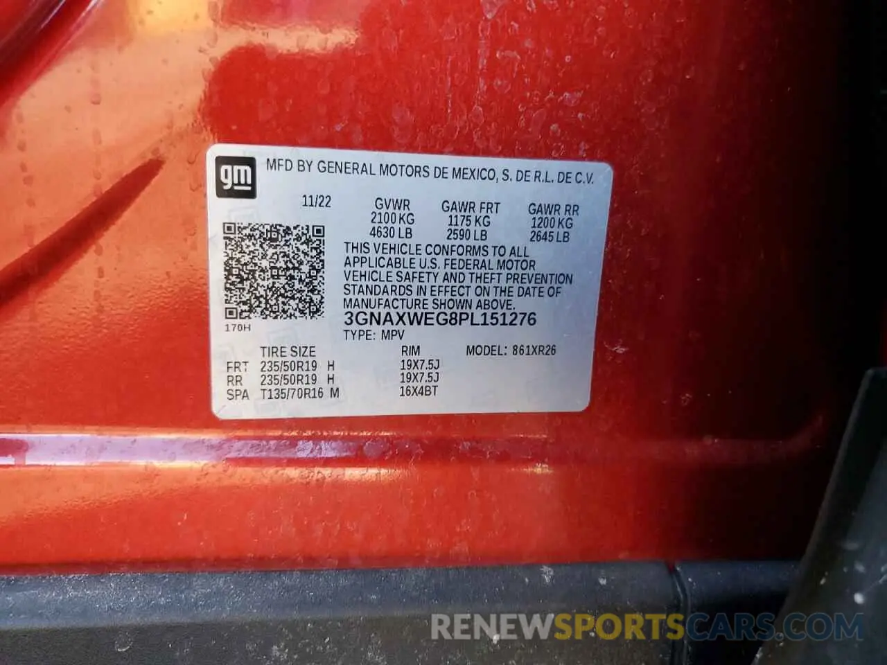 15 Photograph of a damaged car 3GNAXWEG8PL151276 CHEVROLET EQUINOX 2023