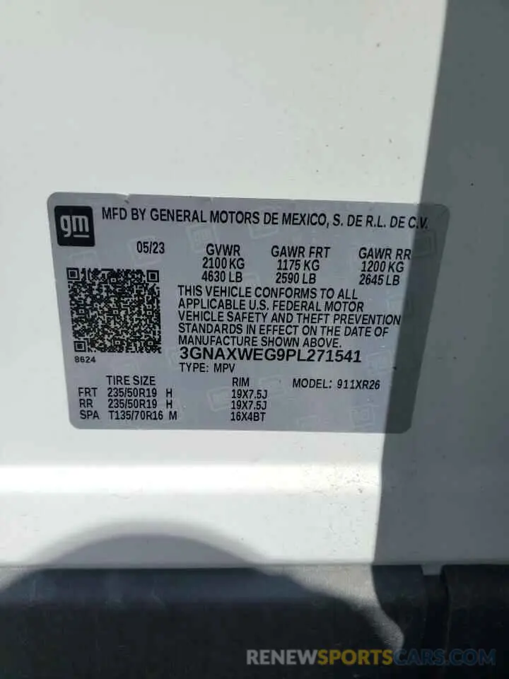 14 Photograph of a damaged car 3GNAXWEG9PL271541 CHEVROLET EQUINOX 2023