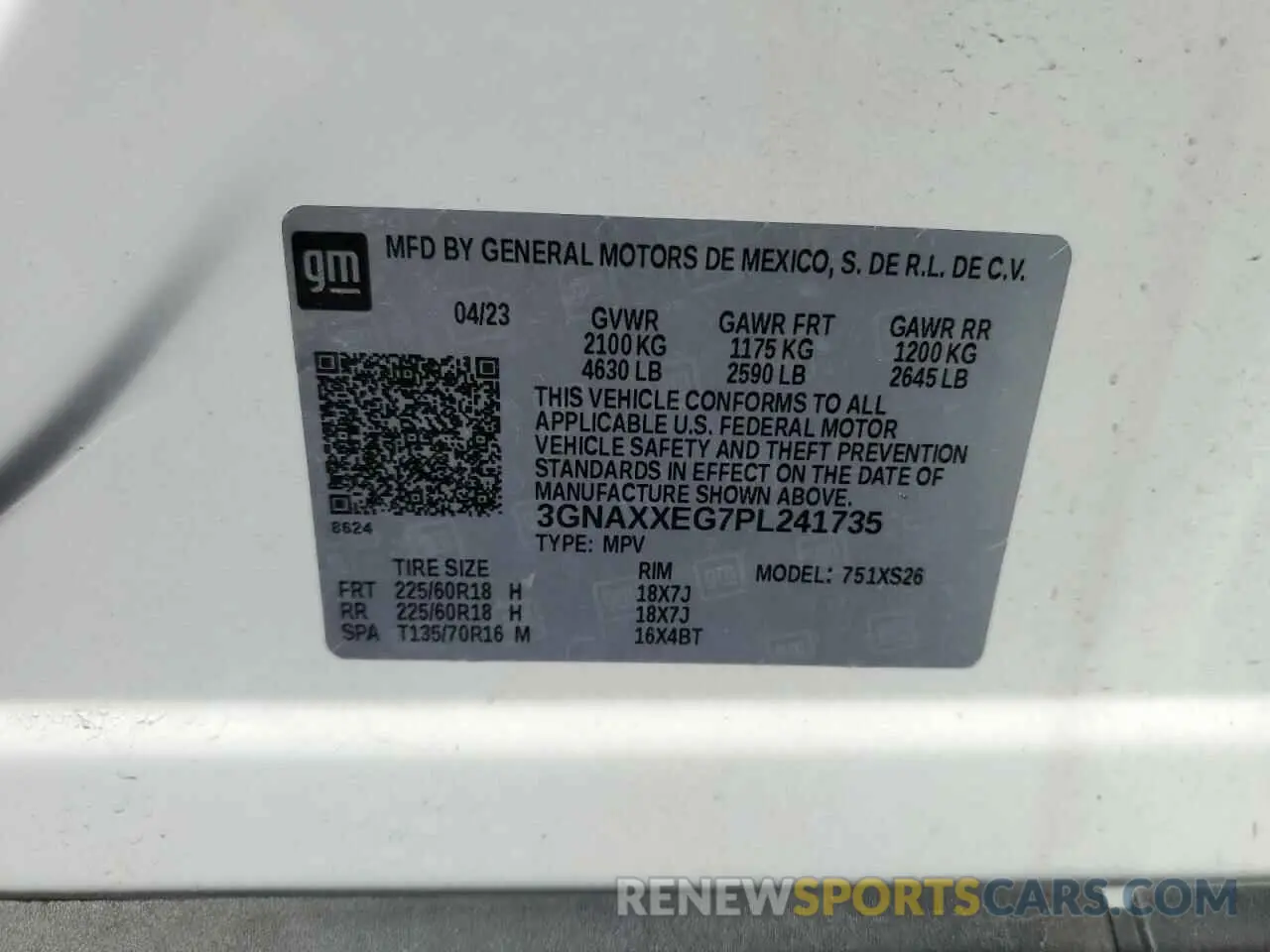 13 Photograph of a damaged car 3GNAXXEG7PL241735 CHEVROLET EQUINOX 2023