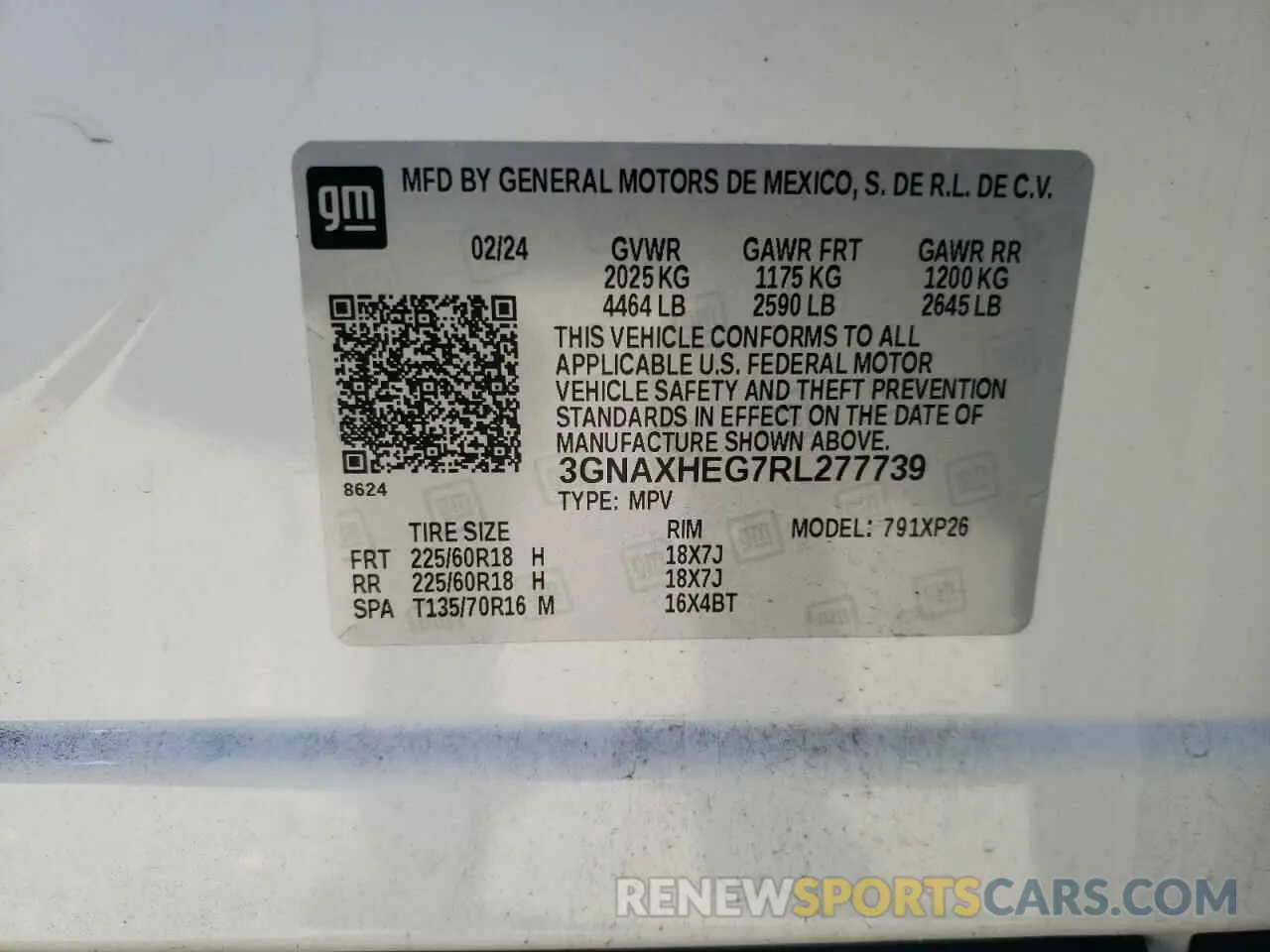 15 Photograph of a damaged car 3GNAXHEG7RL277739 CHEVROLET EQUINOX 2024