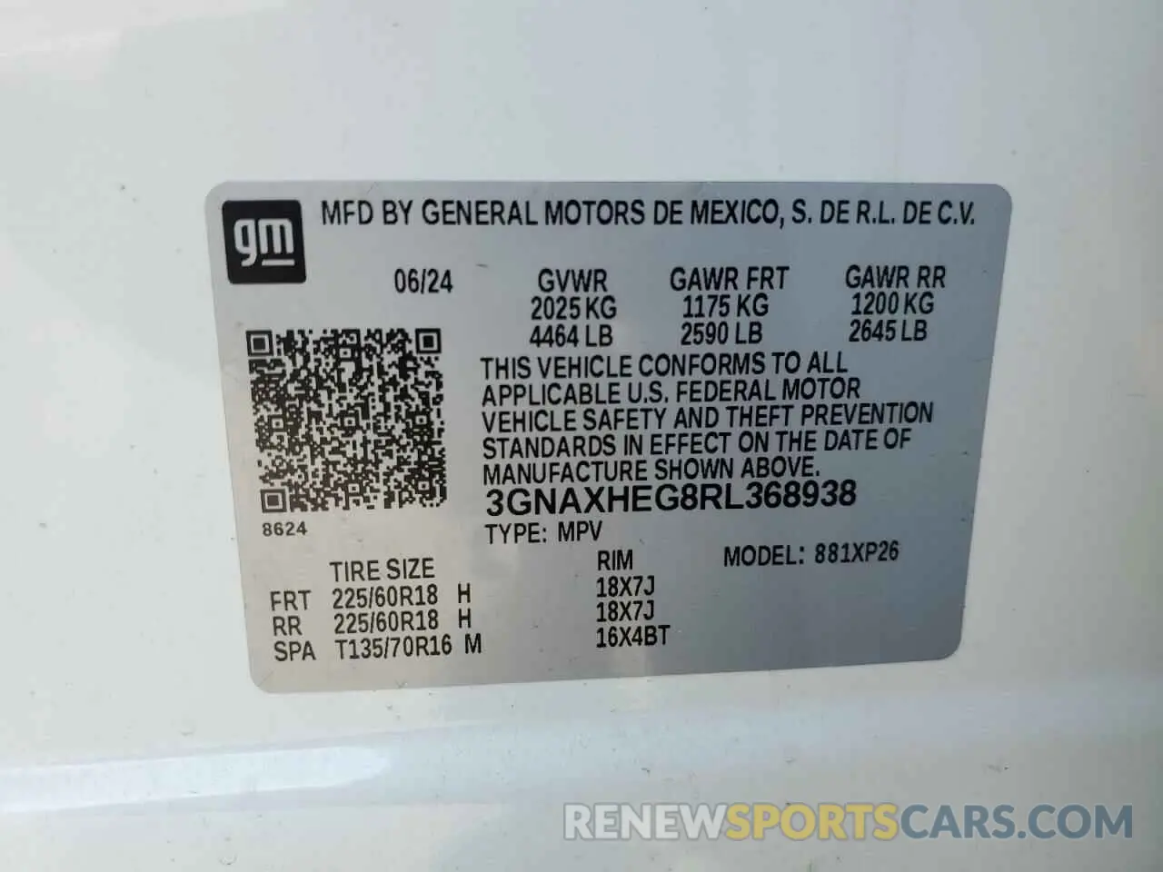 15 Photograph of a damaged car 3GNAXHEG8RL368938 CHEVROLET EQUINOX 2024