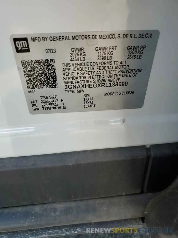 13 Photograph of a damaged car 3GNAXHEGXRL138690 CHEVROLET EQUINOX 2024