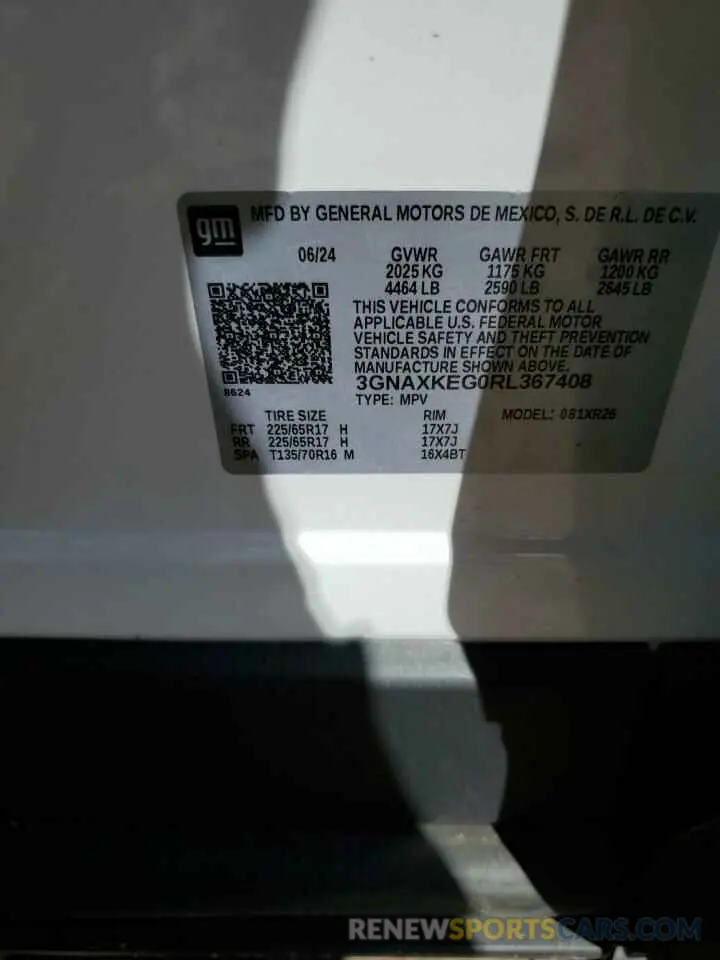 13 Photograph of a damaged car 3GNAXKEG0RL367408 CHEVROLET EQUINOX 2024