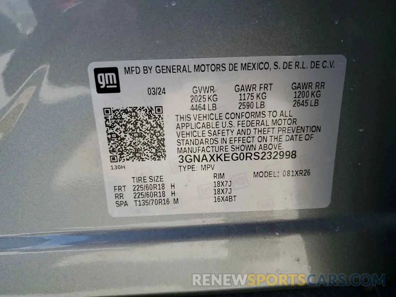 12 Photograph of a damaged car 3GNAXKEG0RS232998 CHEVROLET EQUINOX 2024