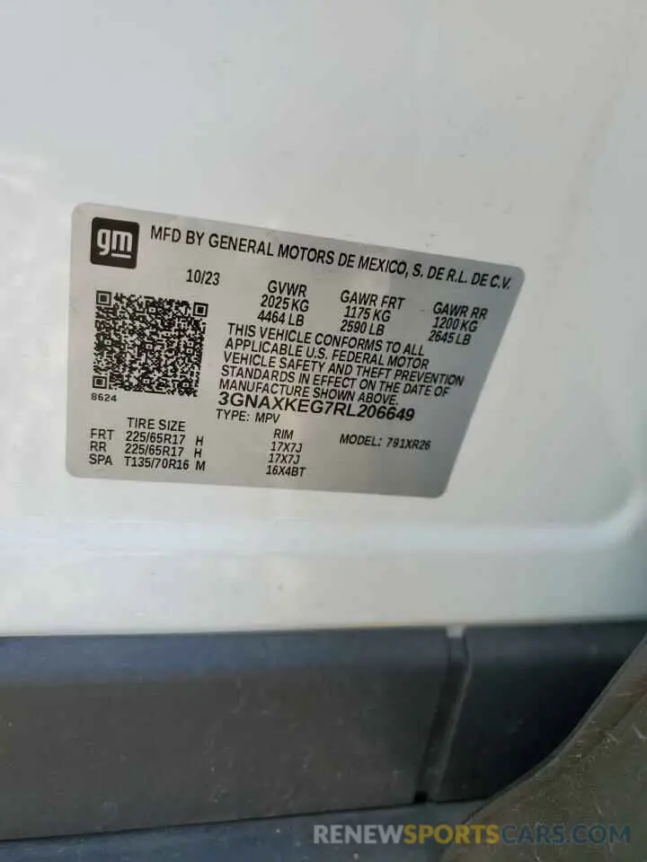 15 Photograph of a damaged car 3GNAXKEG7RL206649 CHEVROLET EQUINOX 2024