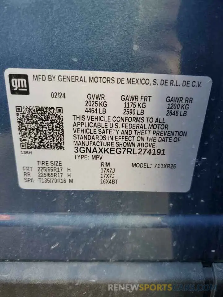 13 Photograph of a damaged car 3GNAXKEG7RL274191 CHEVROLET EQUINOX 2024