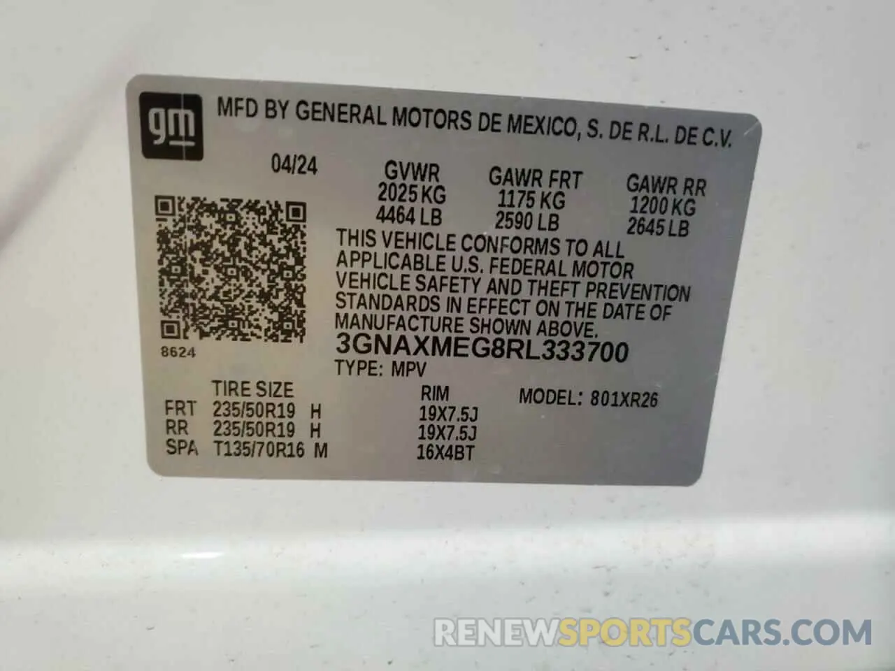14 Photograph of a damaged car 3GNAXMEG8RL333700 CHEVROLET EQUINOX 2024