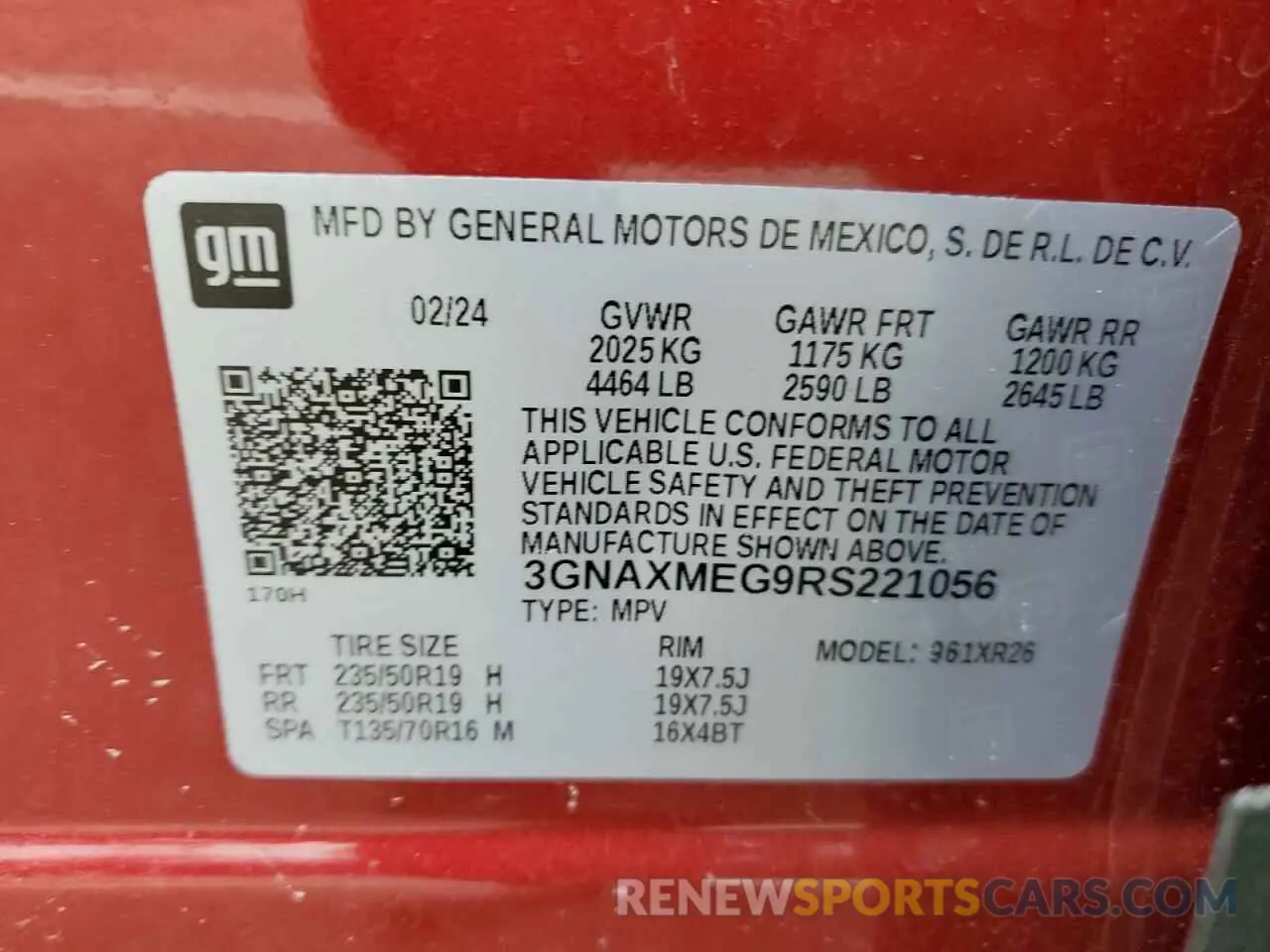 13 Photograph of a damaged car 3GNAXMEG9RS221056 CHEVROLET EQUINOX 2024