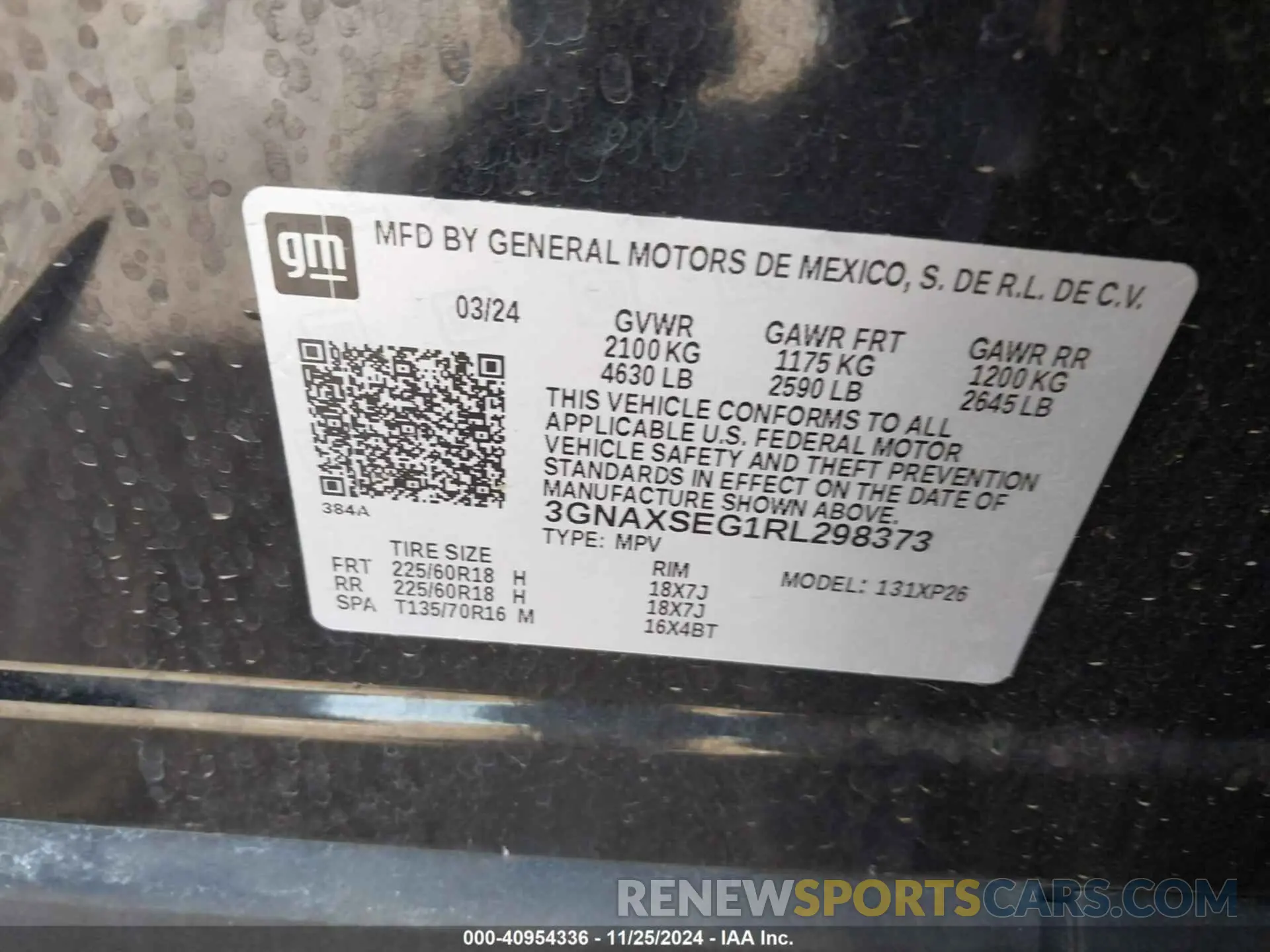 9 Photograph of a damaged car 3GNAXSEG1RL298373 CHEVROLET EQUINOX 2024