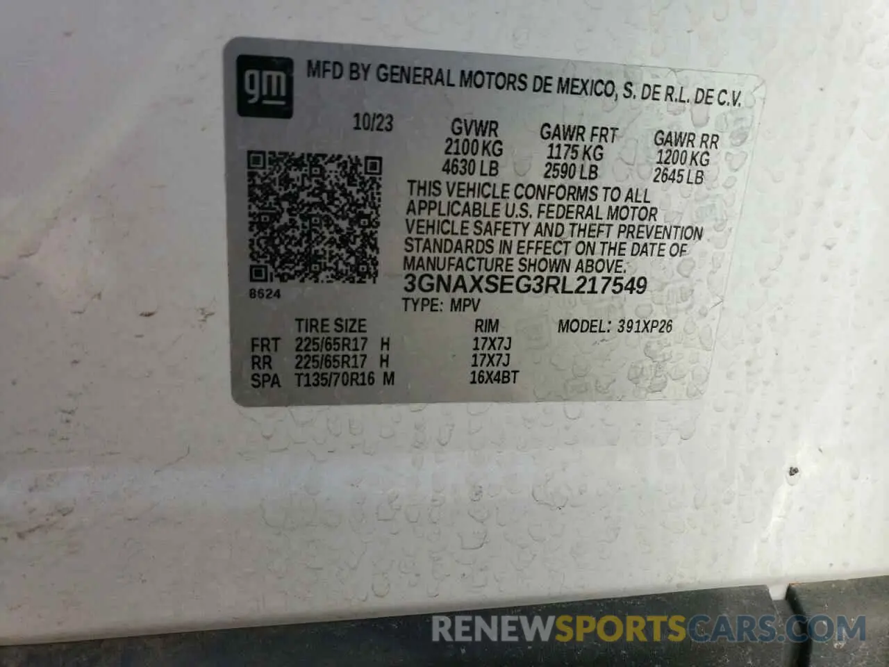 15 Photograph of a damaged car 3GNAXSEG3RL217549 CHEVROLET EQUINOX 2024