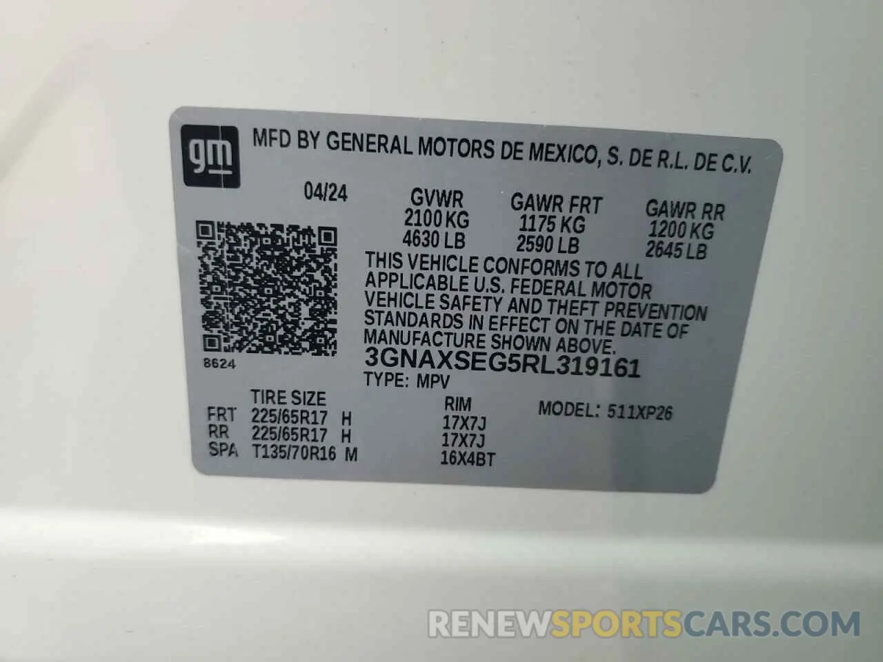 13 Photograph of a damaged car 3GNAXSEG5RL319161 CHEVROLET EQUINOX 2024
