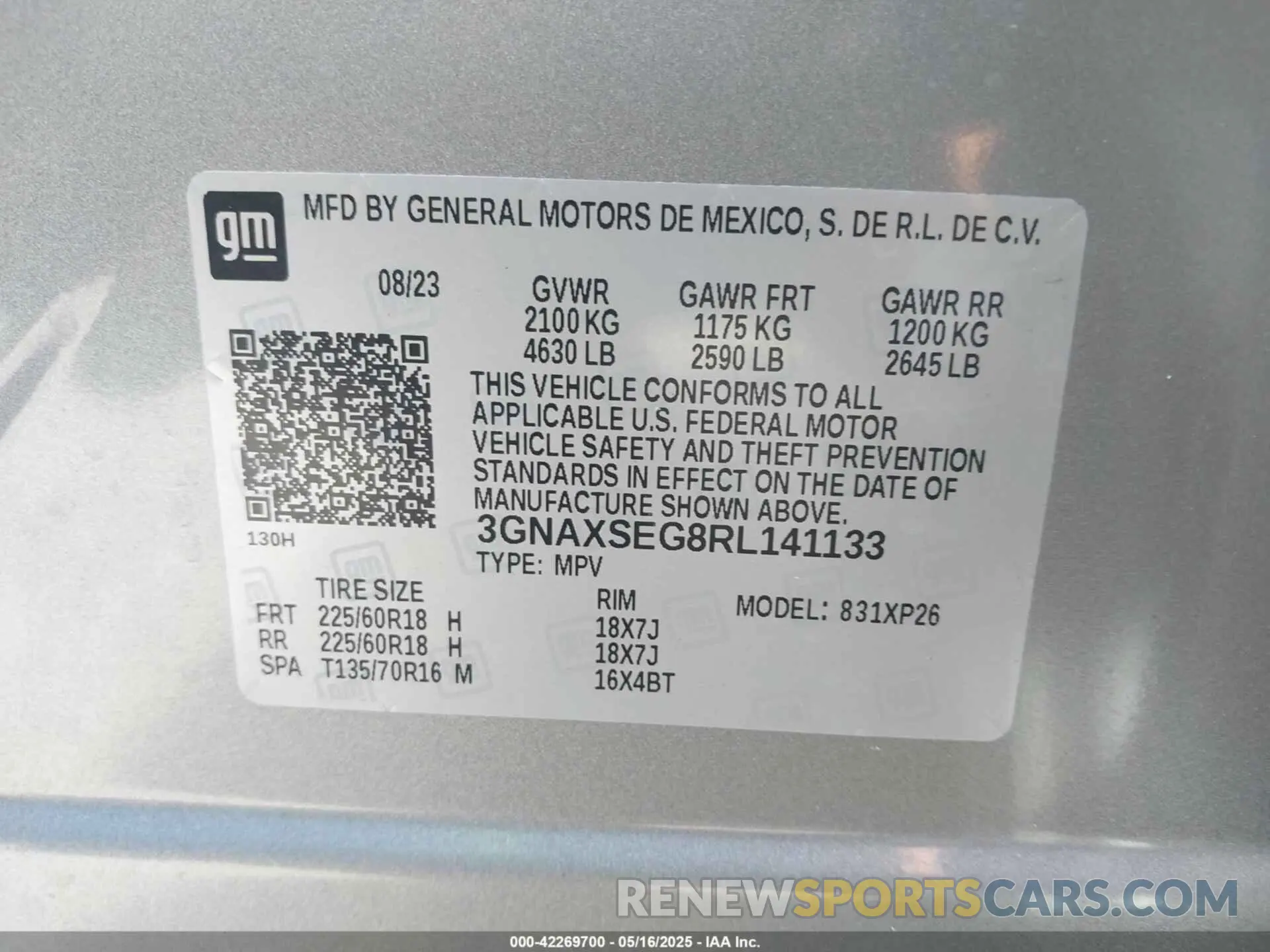 9 Photograph of a damaged car 3GNAXSEG8RL141133 CHEVROLET EQUINOX 2024