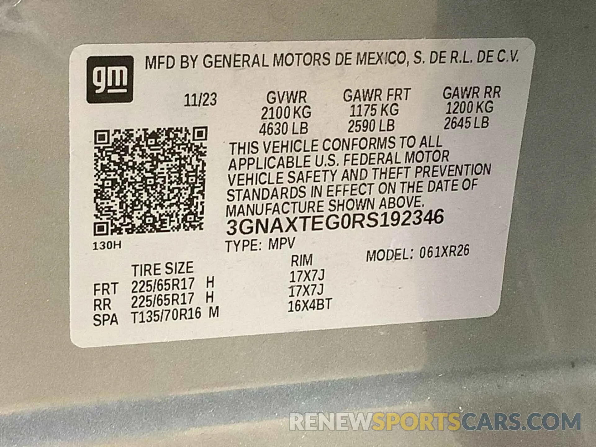 1 Photograph of a damaged car 3GNAXTEG0RS192346 CHEVROLET EQUINOX 2024