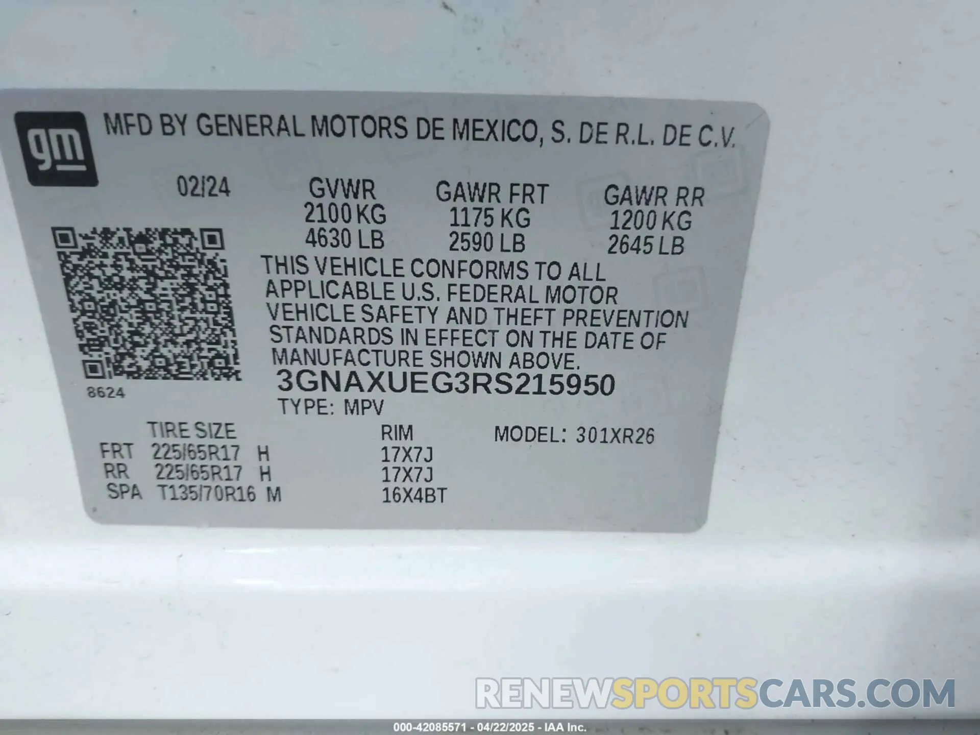 9 Photograph of a damaged car 3GNAXUEG3RS215950 CHEVROLET EQUINOX 2024