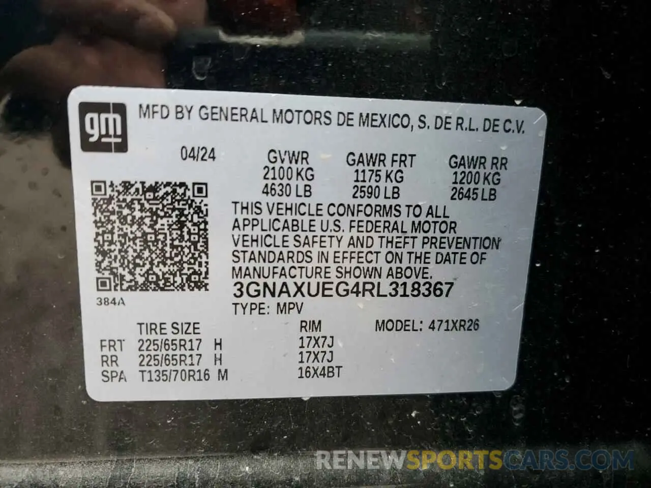 14 Photograph of a damaged car 3GNAXUEG4RL318367 CHEVROLET EQUINOX 2024