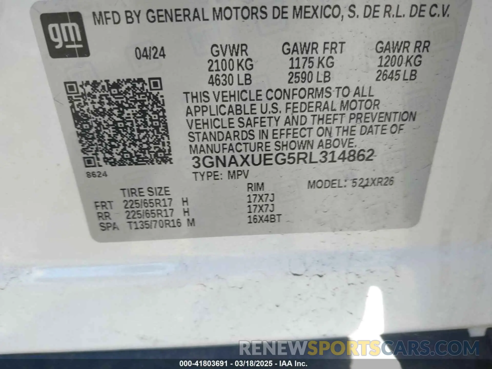 9 Photograph of a damaged car 3GNAXUEG5RL314862 CHEVROLET EQUINOX 2024