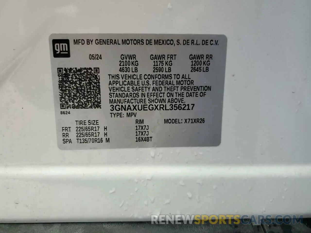 13 Photograph of a damaged car 3GNAXUEGXRL356217 CHEVROLET EQUINOX 2024