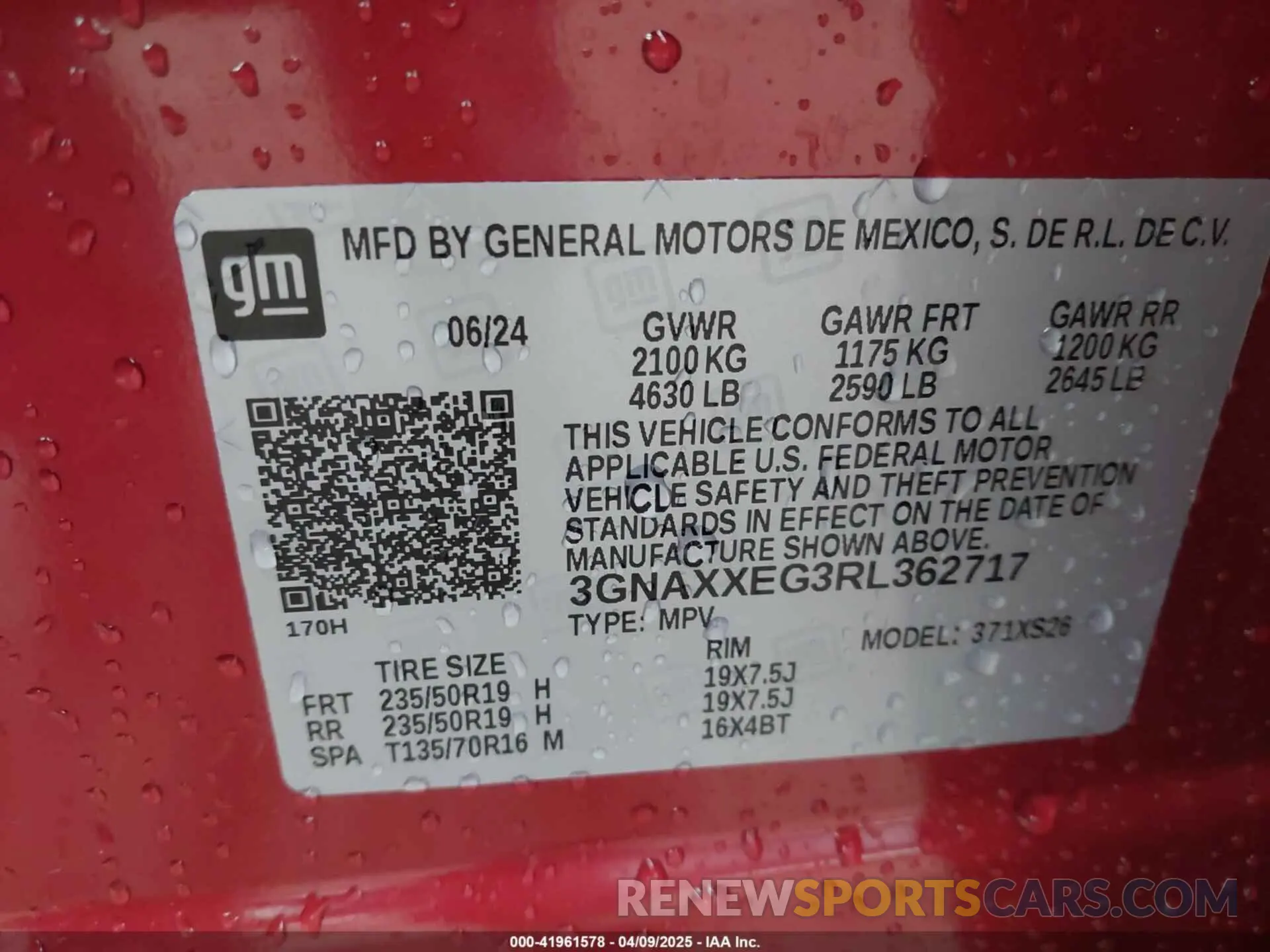 9 Photograph of a damaged car 3GNAXXEG3RL362717 CHEVROLET EQUINOX 2024