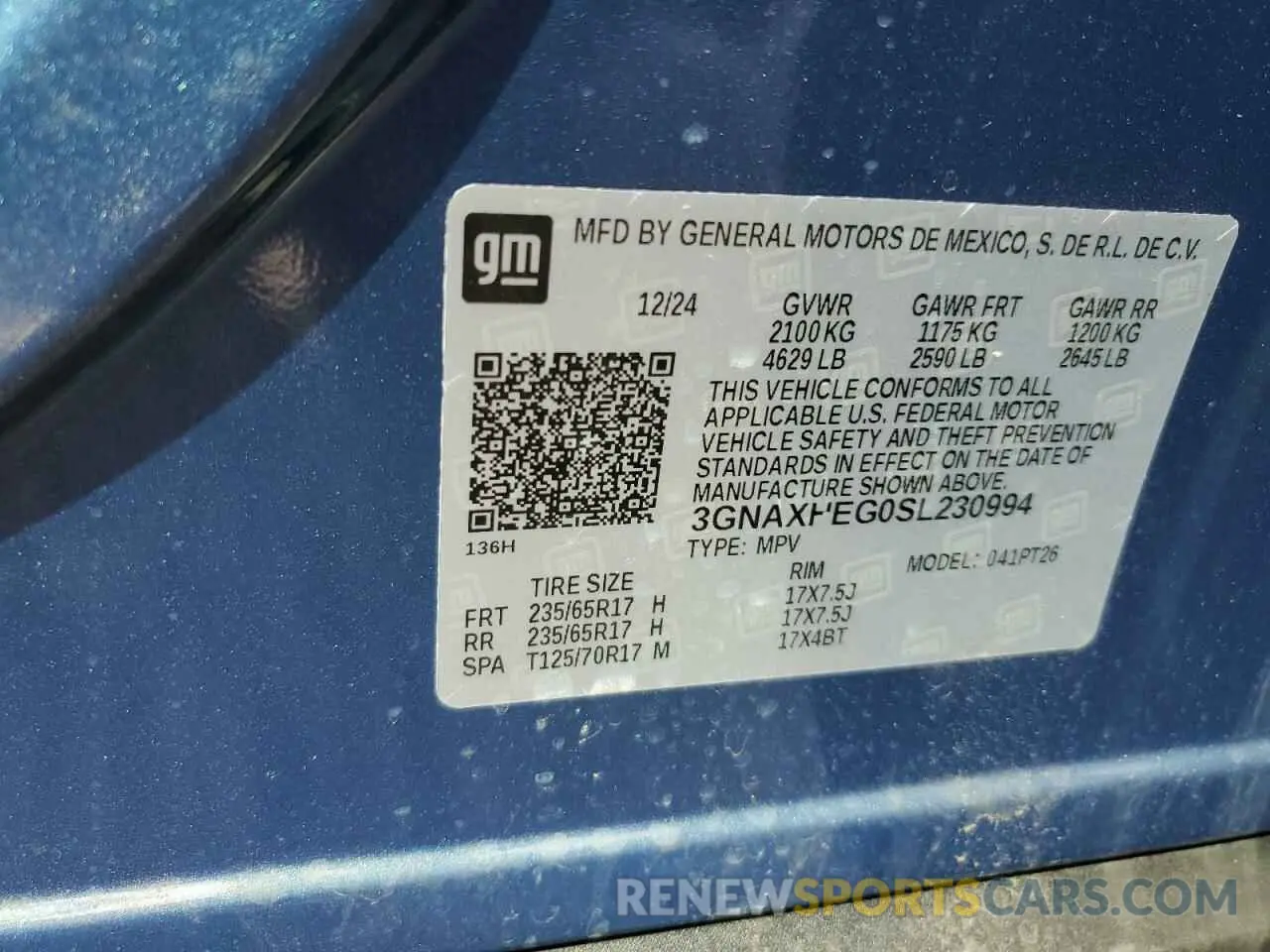 14 Photograph of a damaged car 3GNAXHEG0SL230994 CHEVROLET EQUINOX 2025