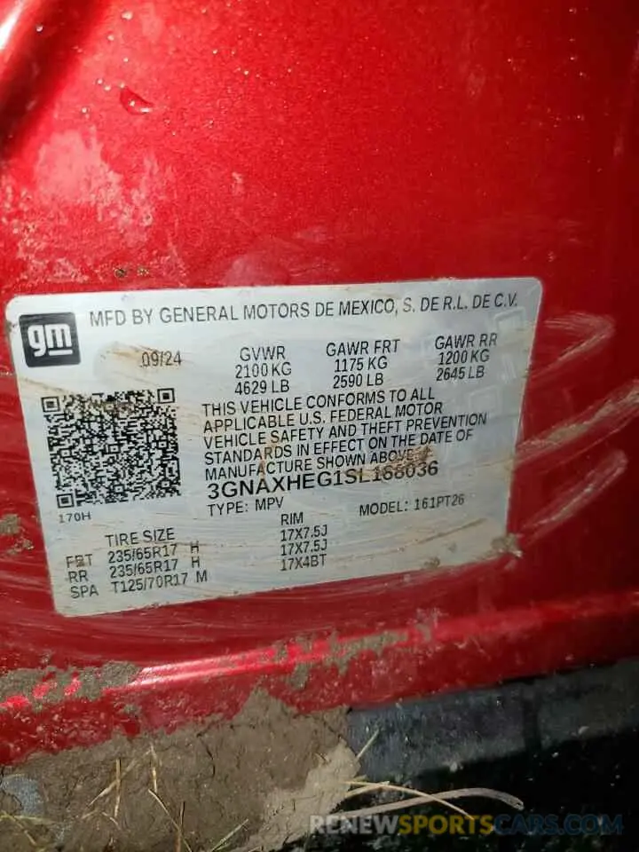 13 Photograph of a damaged car 3GNAXHEG1SL168036 CHEVROLET EQUINOX 2025