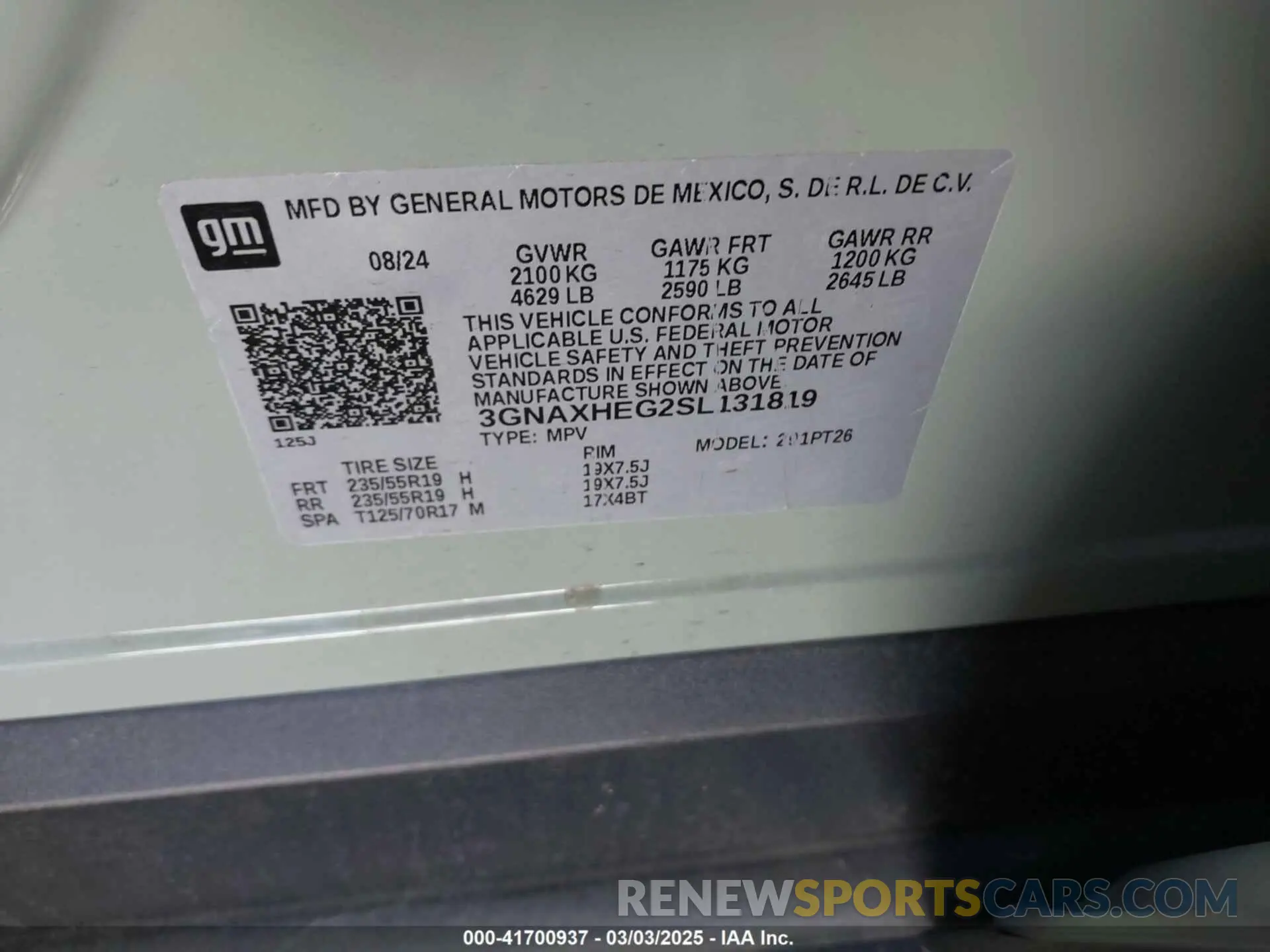9 Photograph of a damaged car 3GNAXHEG2SL131819 CHEVROLET EQUINOX 2025