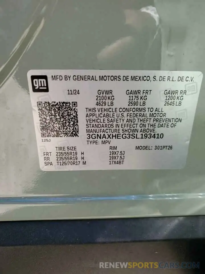 15 Photograph of a damaged car 3GNAXHEG3SL193410 CHEVROLET EQUINOX 2025