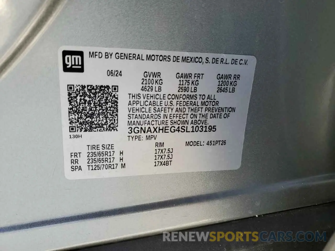 13 Photograph of a damaged car 3GNAXHEG4SL103195 CHEVROLET EQUINOX 2025