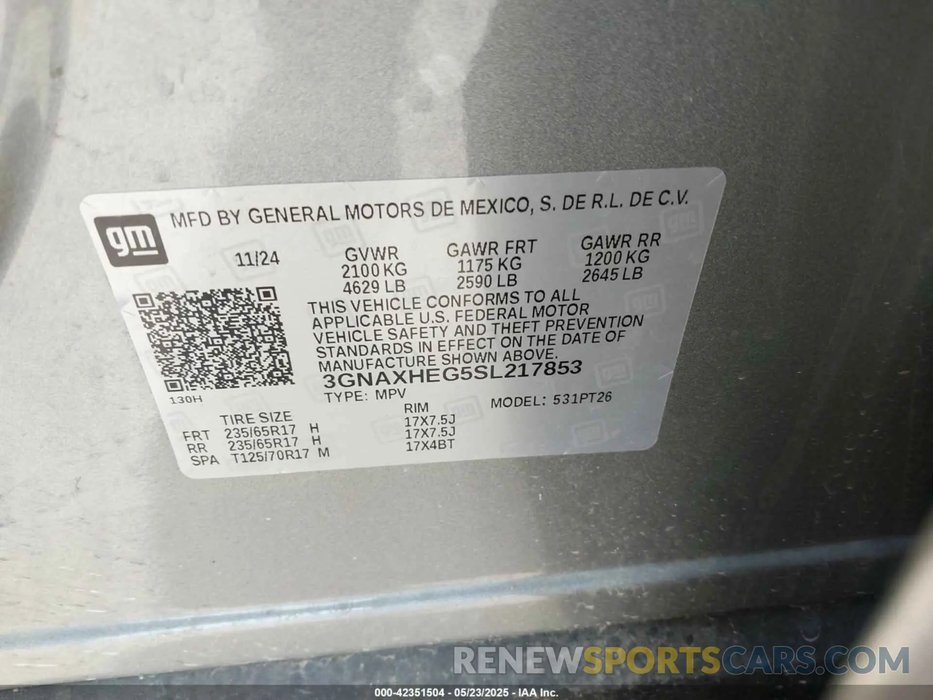 9 Photograph of a damaged car 3GNAXHEG5SL217853 CHEVROLET EQUINOX 2025