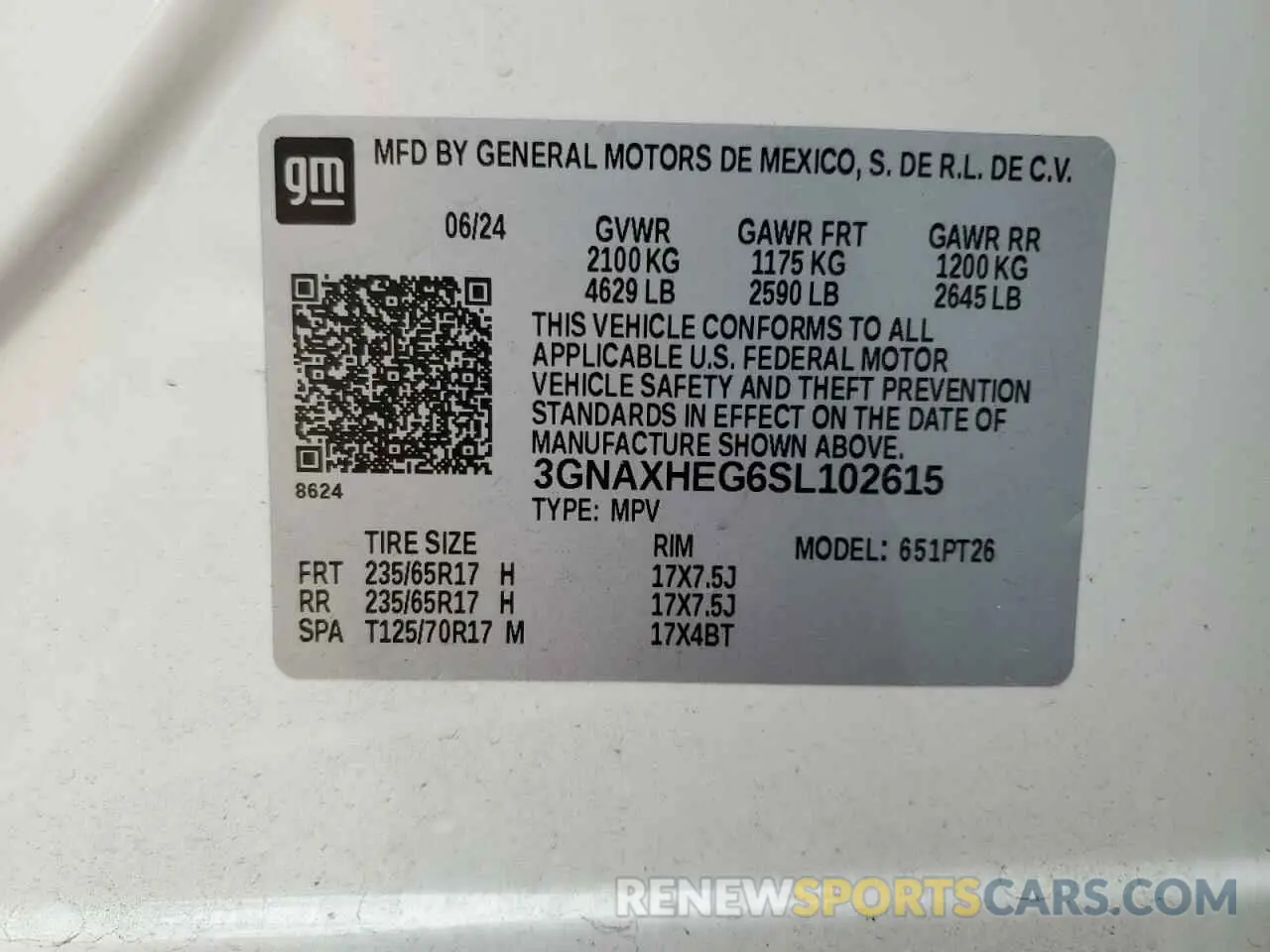 15 Photograph of a damaged car 3GNAXHEG6SL102615 CHEVROLET EQUINOX 2025