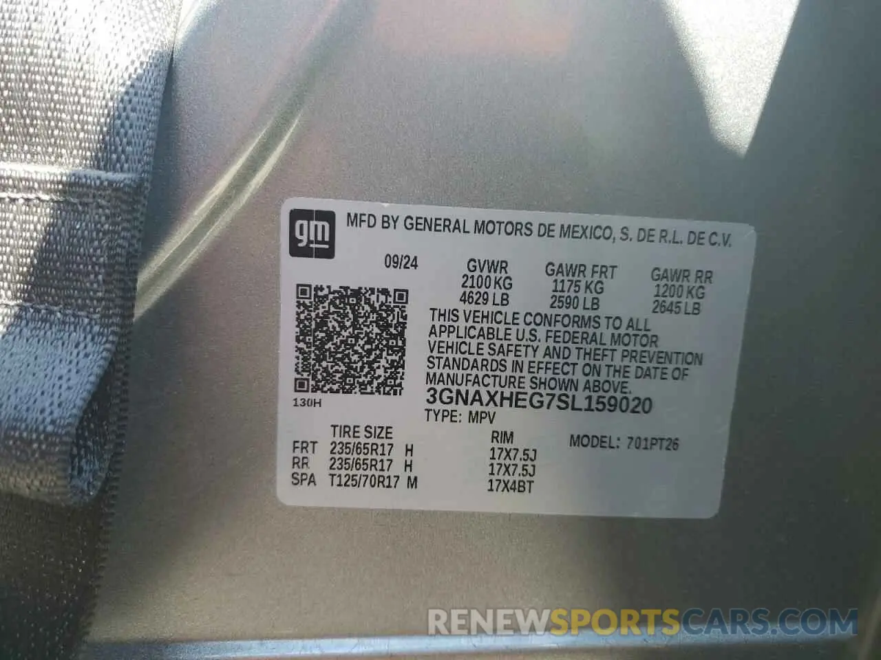 14 Photograph of a damaged car 3GNAXHEG7SL159020 CHEVROLET EQUINOX 2025