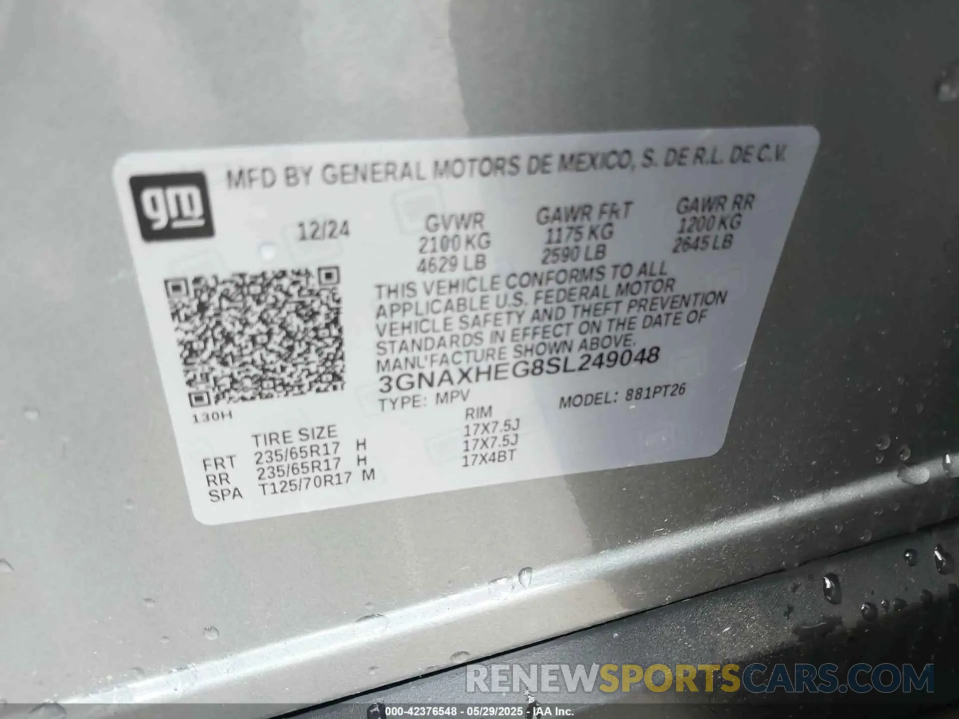 9 Photograph of a damaged car 3GNAXHEG8SL249048 CHEVROLET EQUINOX 2025