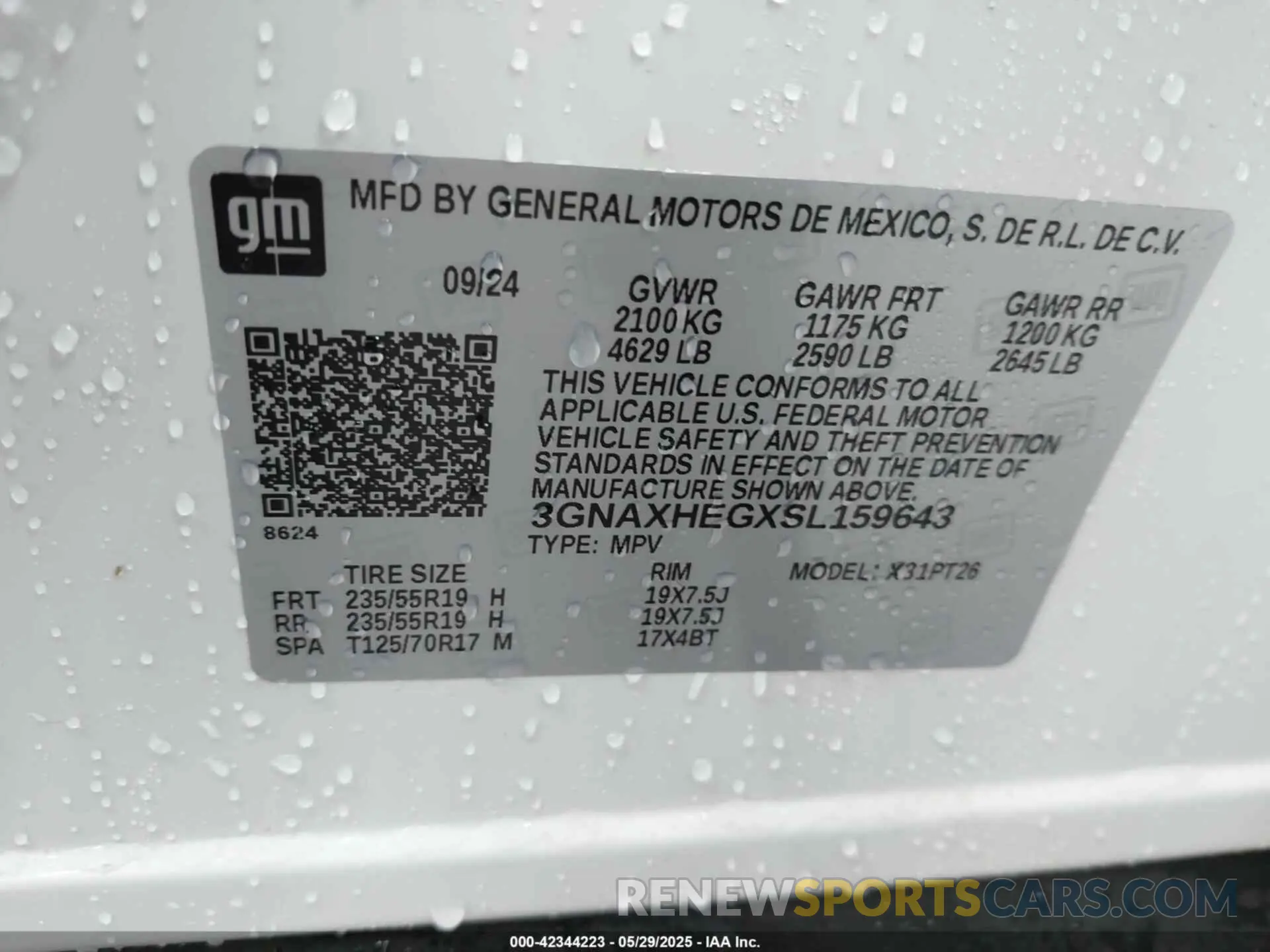 9 Photograph of a damaged car 3GNAXHEGXSL159643 CHEVROLET EQUINOX 2025