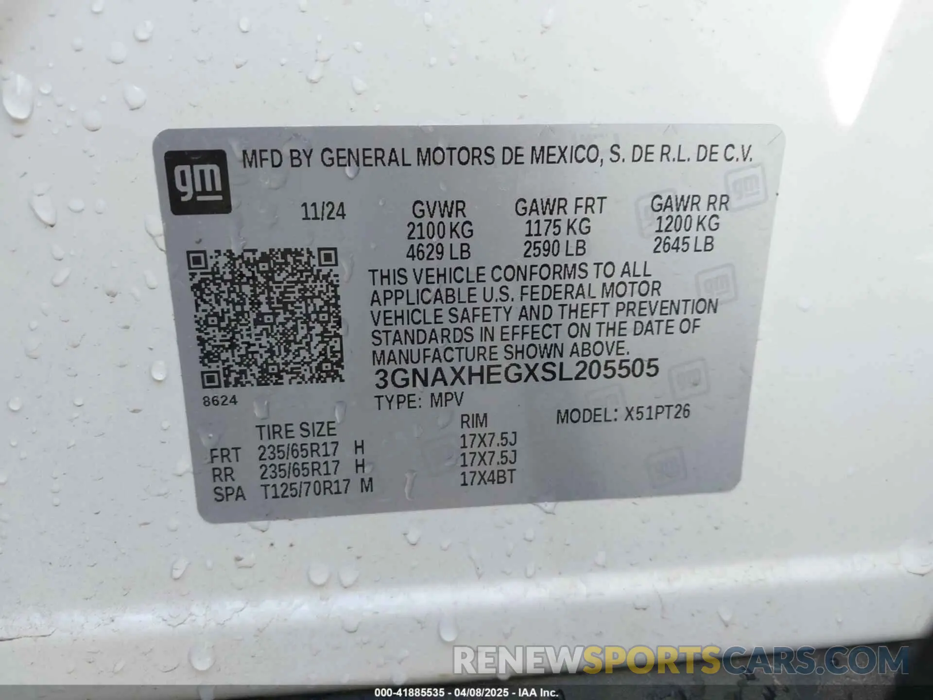 9 Photograph of a damaged car 3GNAXHEGXSL205505 CHEVROLET EQUINOX 2025
