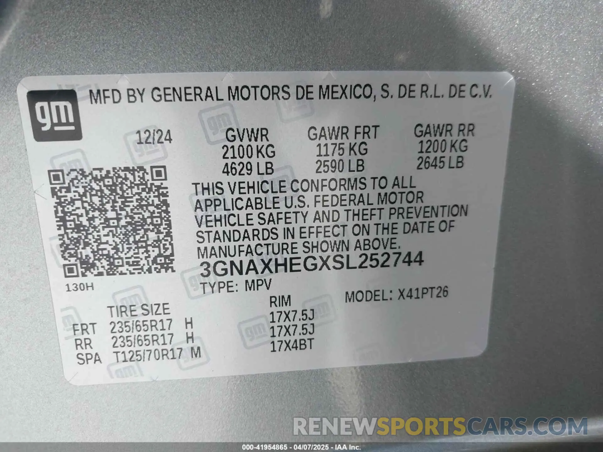 9 Photograph of a damaged car 3GNAXHEGXSL252744 CHEVROLET EQUINOX 2025